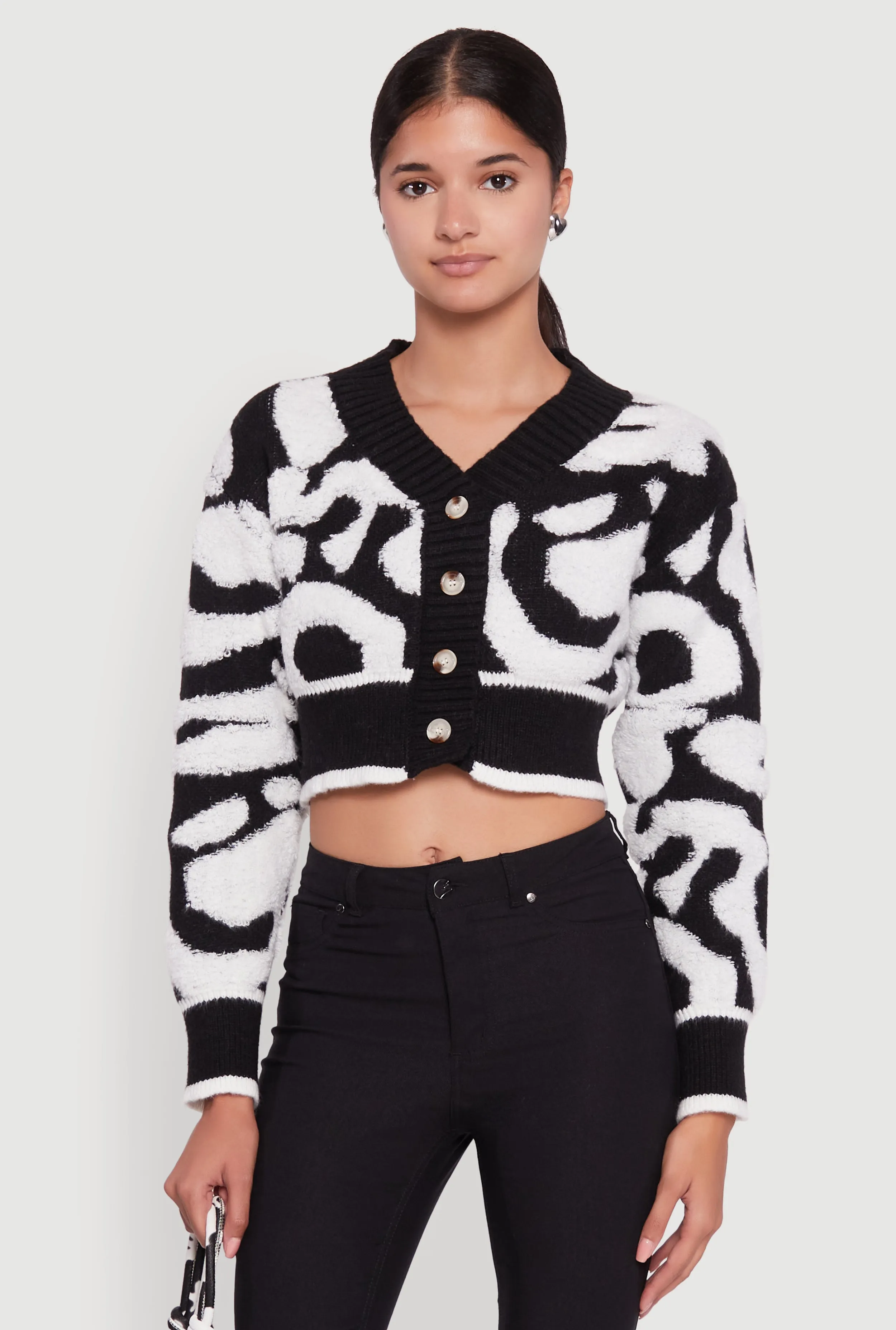 Tufted Knit Button Front Cropped Cardigan sold by Rainbow product image thumbnail 2