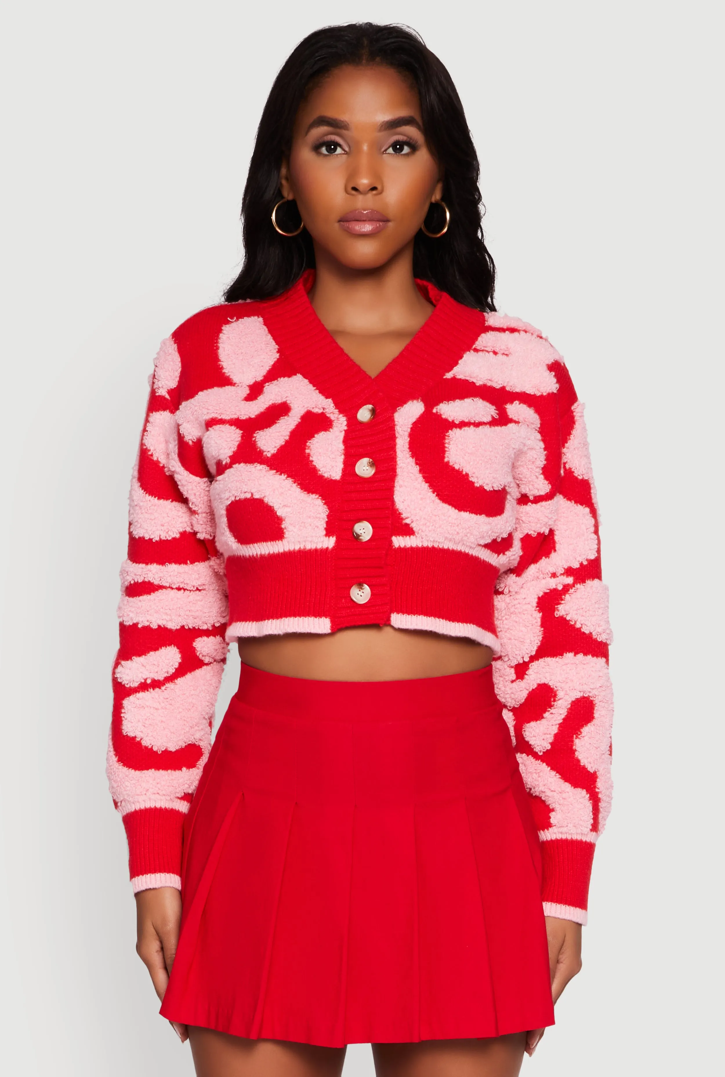 Tufted Knit Button Front Cropped Cardigan sold by Rainbow product image thumbnail 2