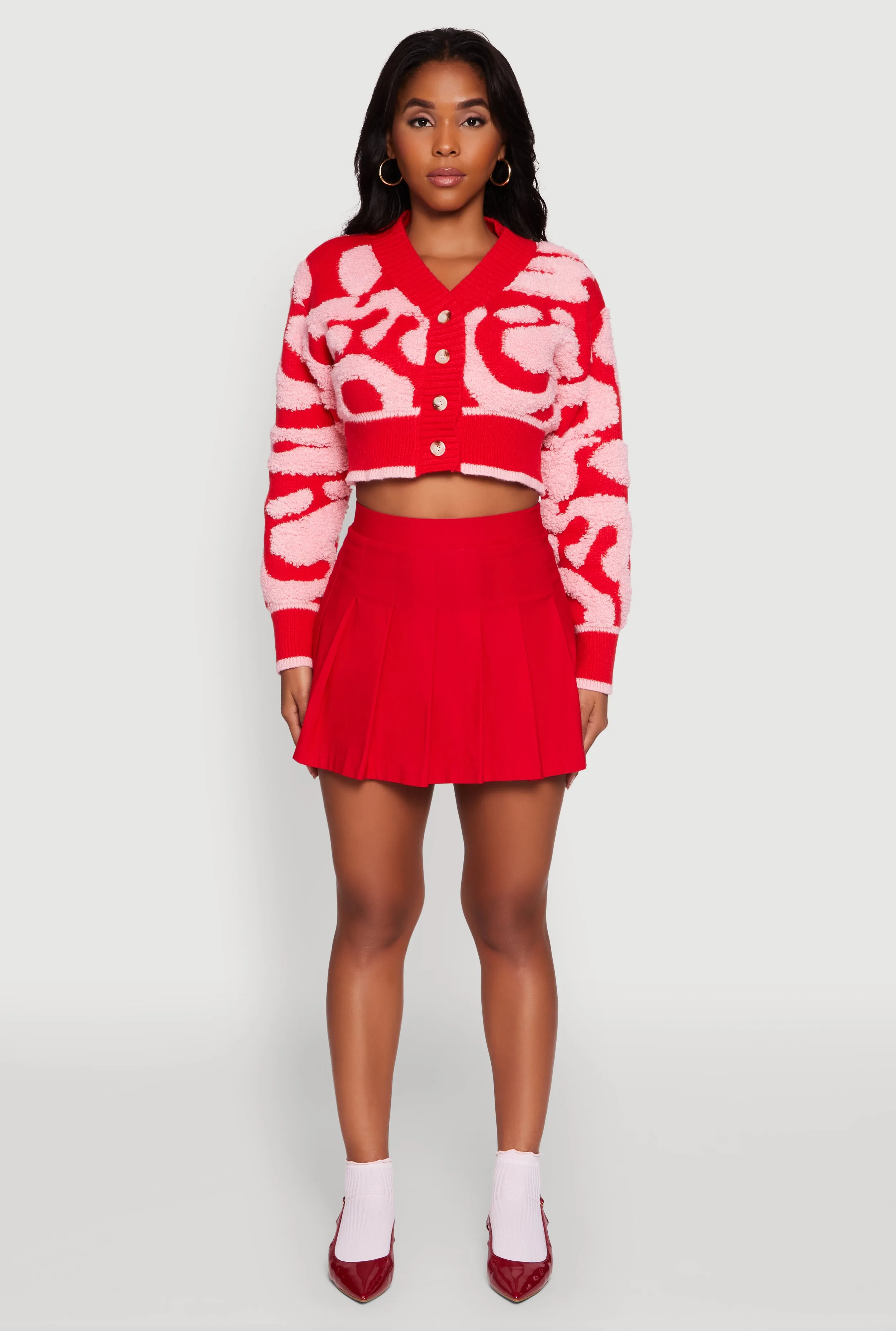 Tufted Knit Button Front Cropped Cardigan sold by Rainbow product image thumbnail 3