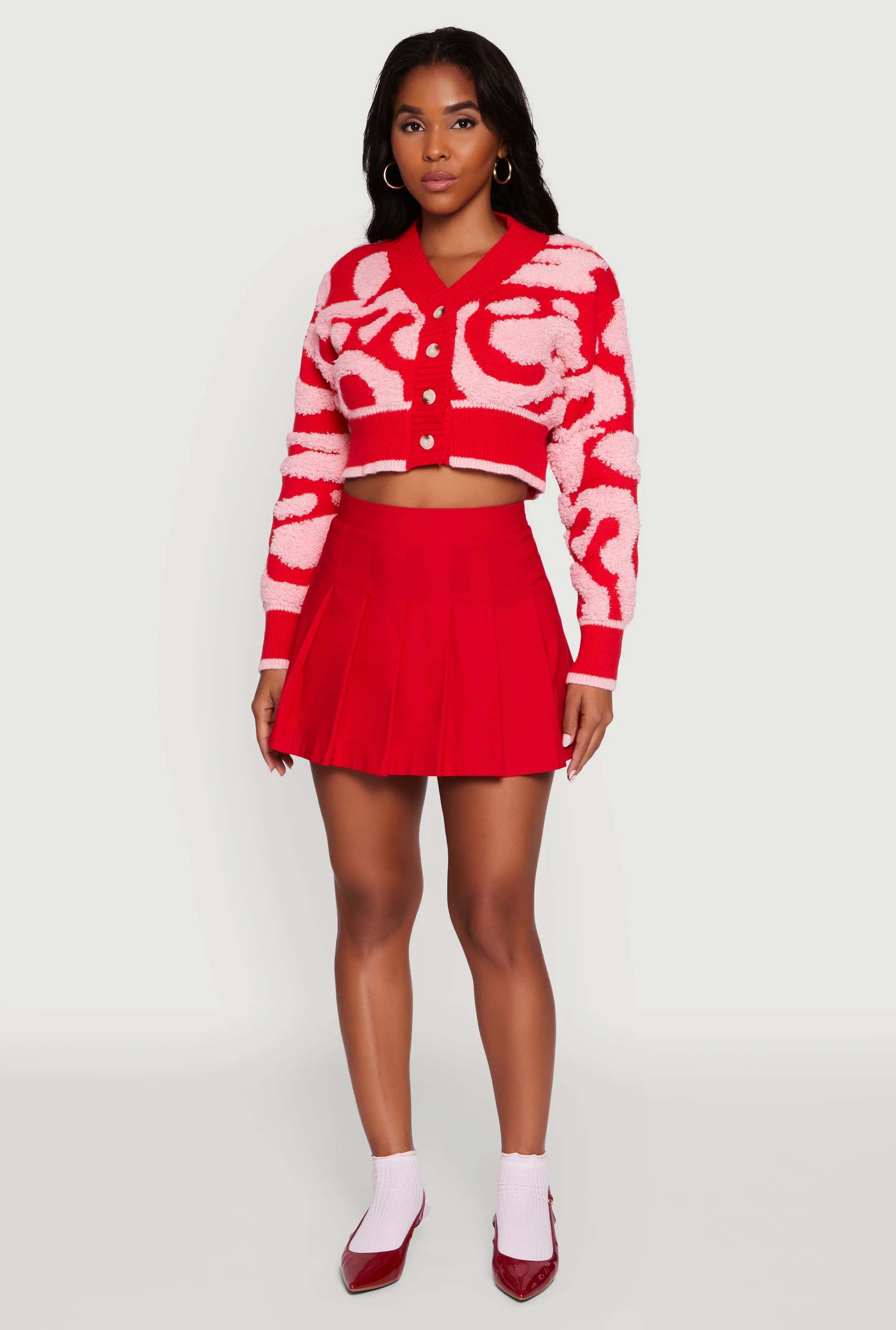 Tufted Knit Button Front Cropped Cardigan sold by Rainbow