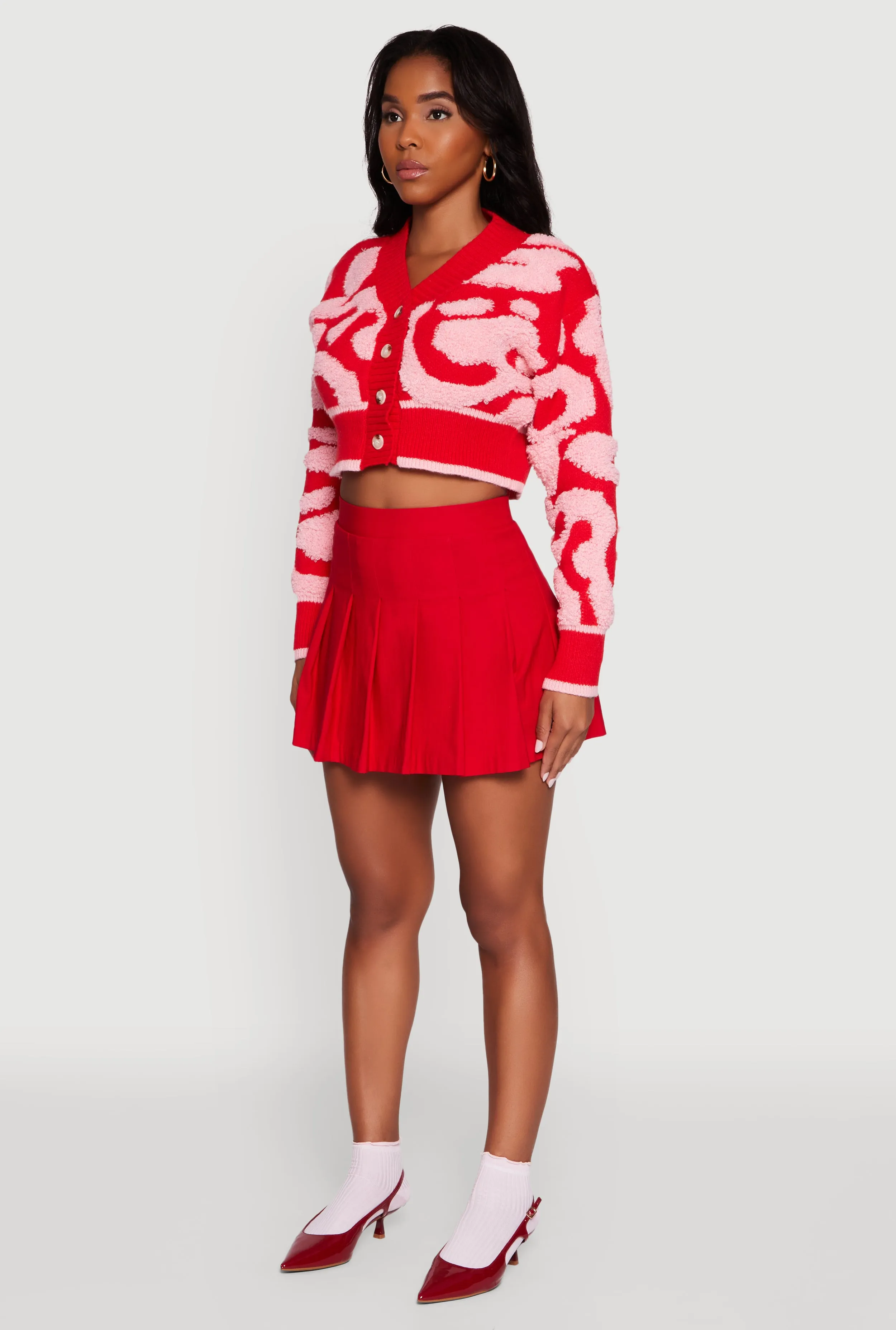 Tufted Knit Button Front Cropped Cardigan sold by Rainbow product image thumbnail 5