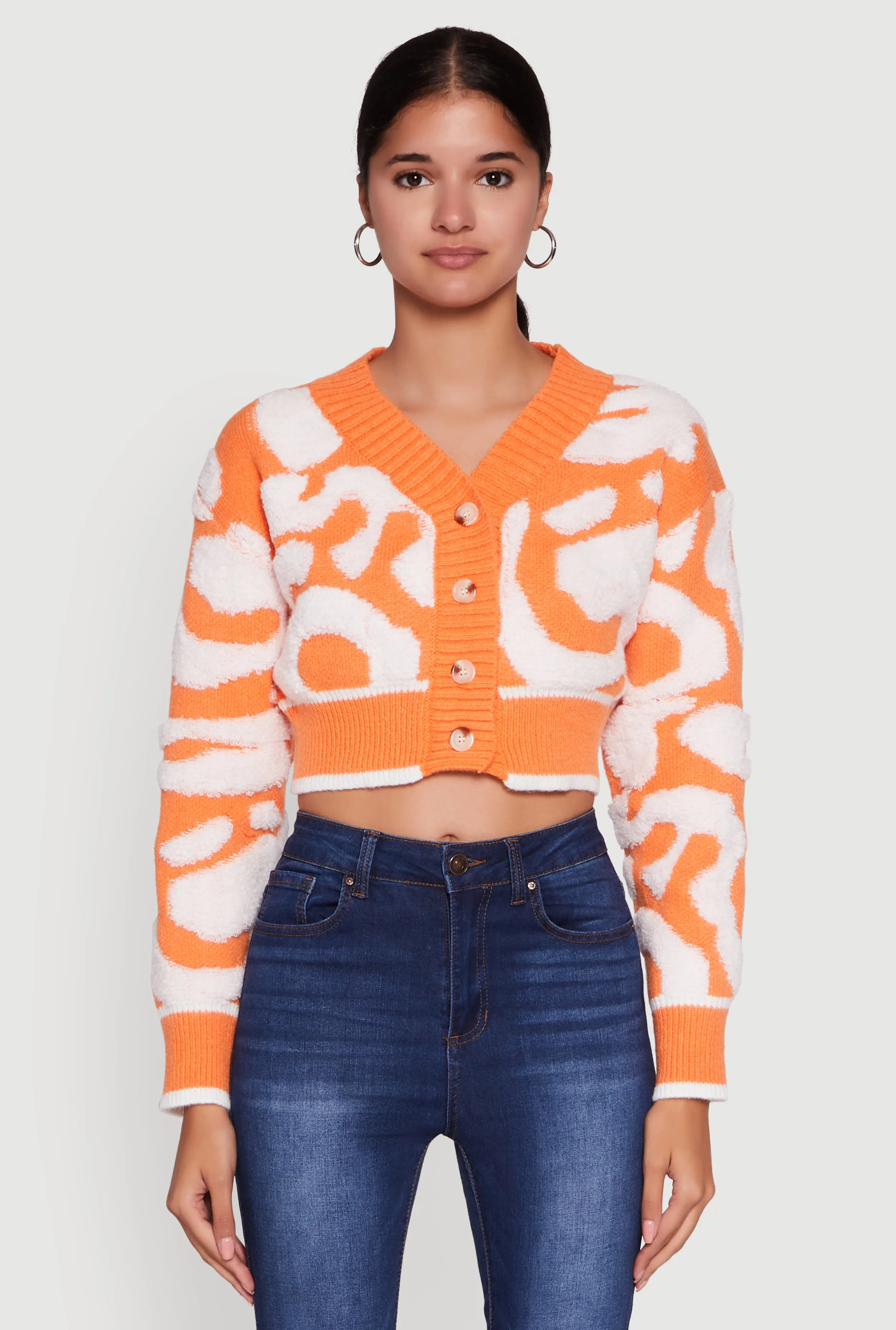 Tufted Knit Button Front Cropped Cardigan sold by Rainbow product image thumbnail 2