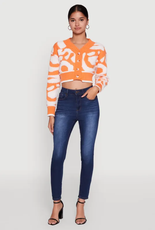 Tufted Knit Button Front Cropped Cardigan sold by Rainbow