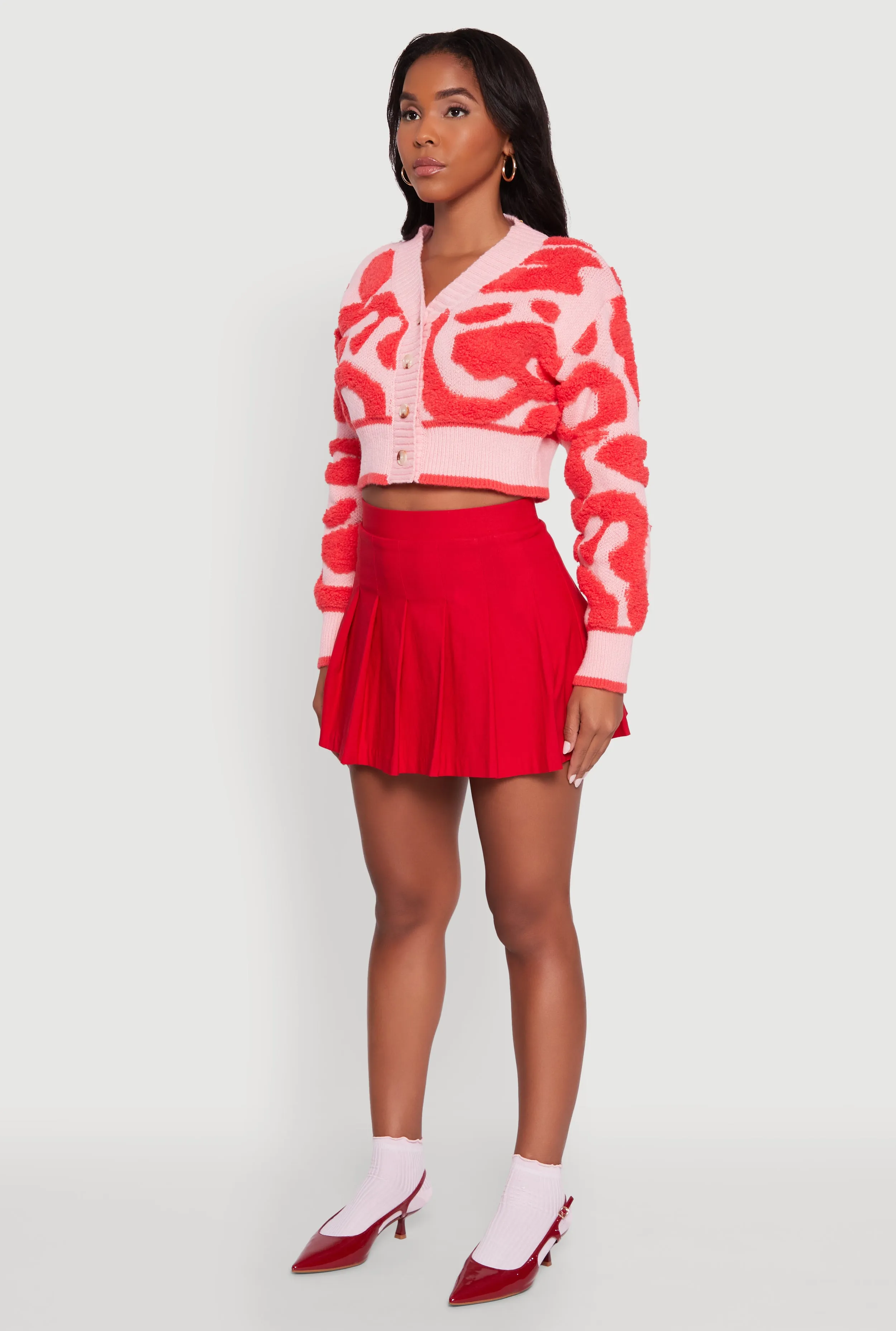 Tufted Knit Button Front Cropped Cardigan sold by Rainbow product image thumbnail 5