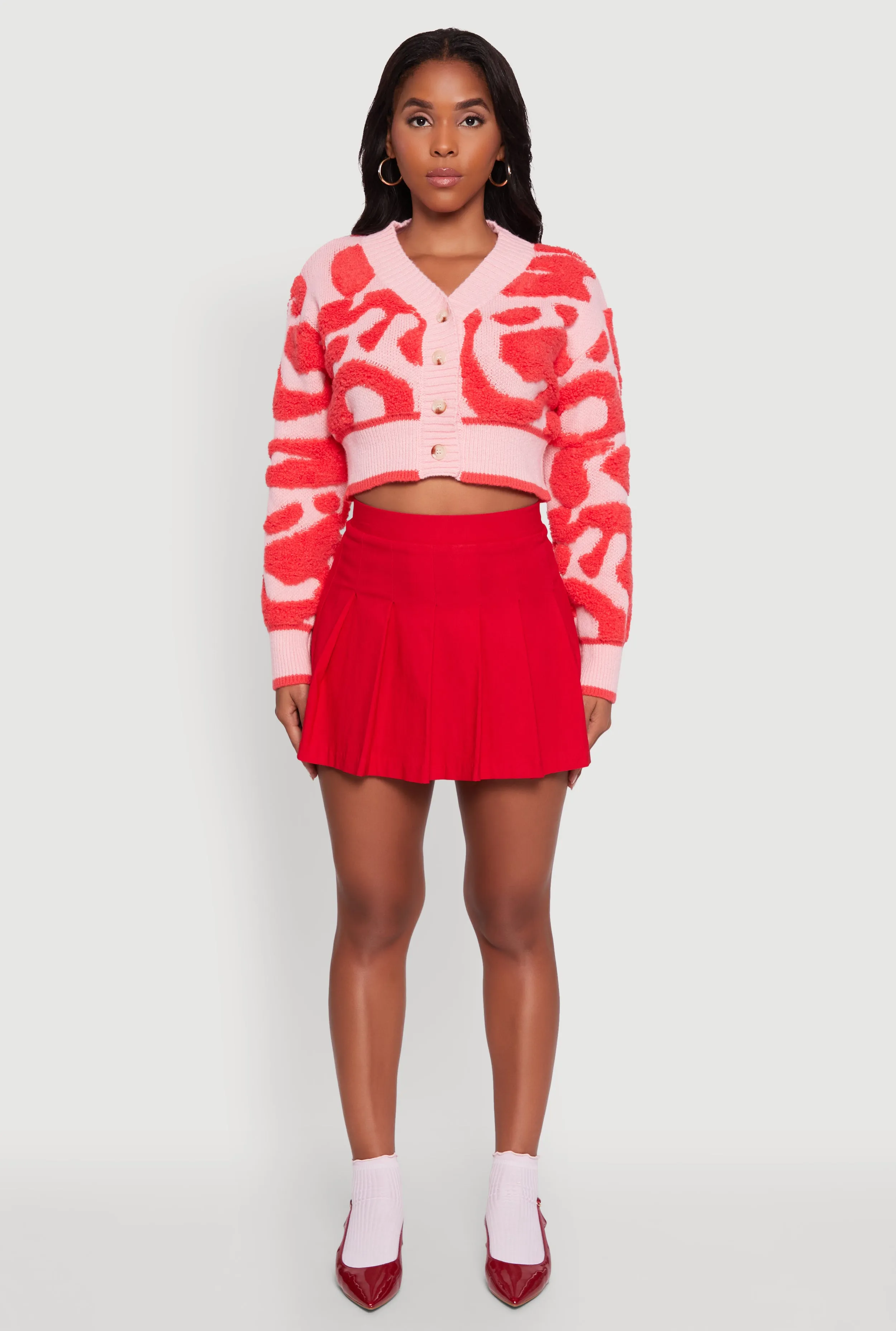 Tufted Knit Button Front Cropped Cardigan sold by Rainbow product image thumbnail 3