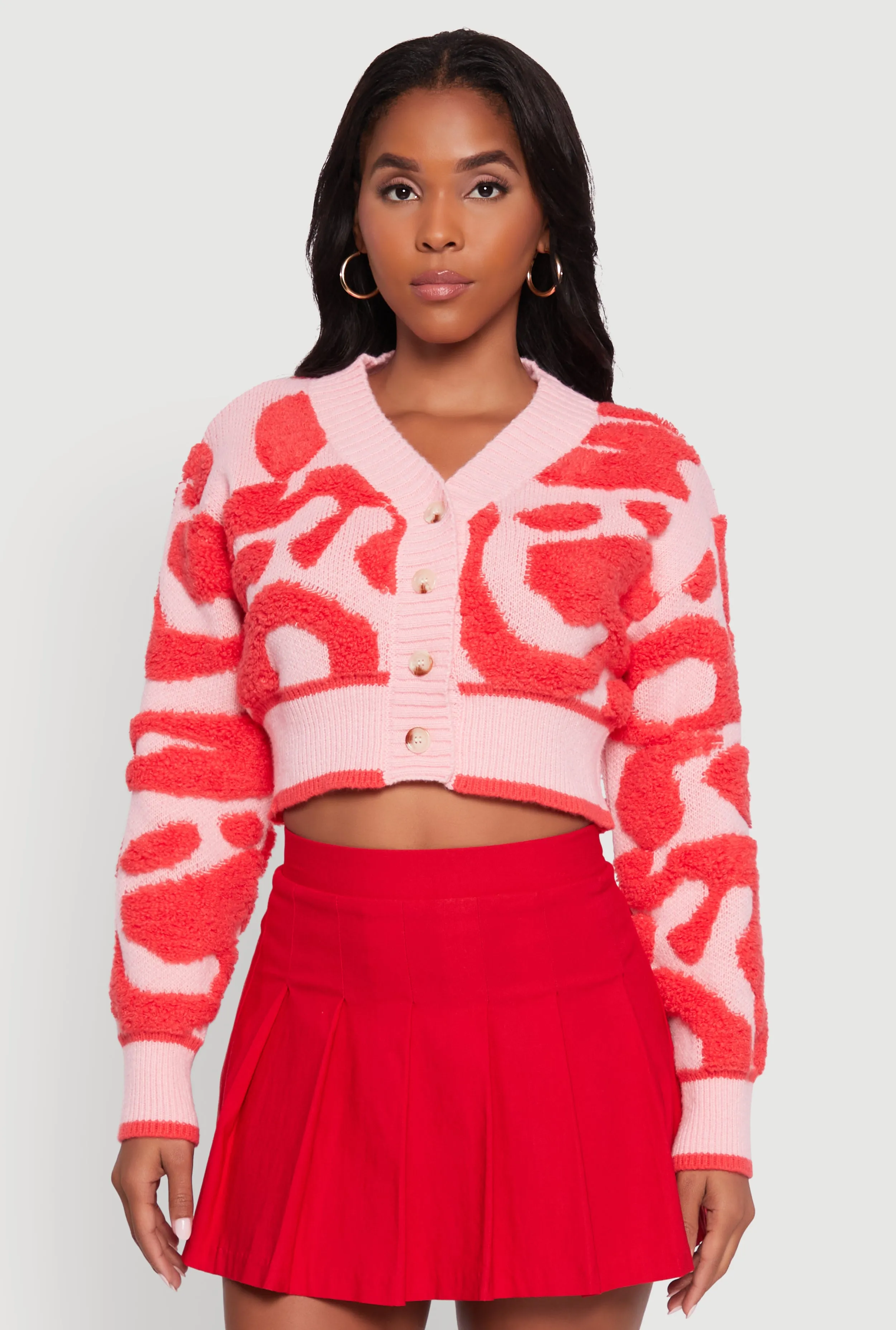 Tufted Knit Button Front Cropped Cardigan sold by Rainbow product image thumbnail 2