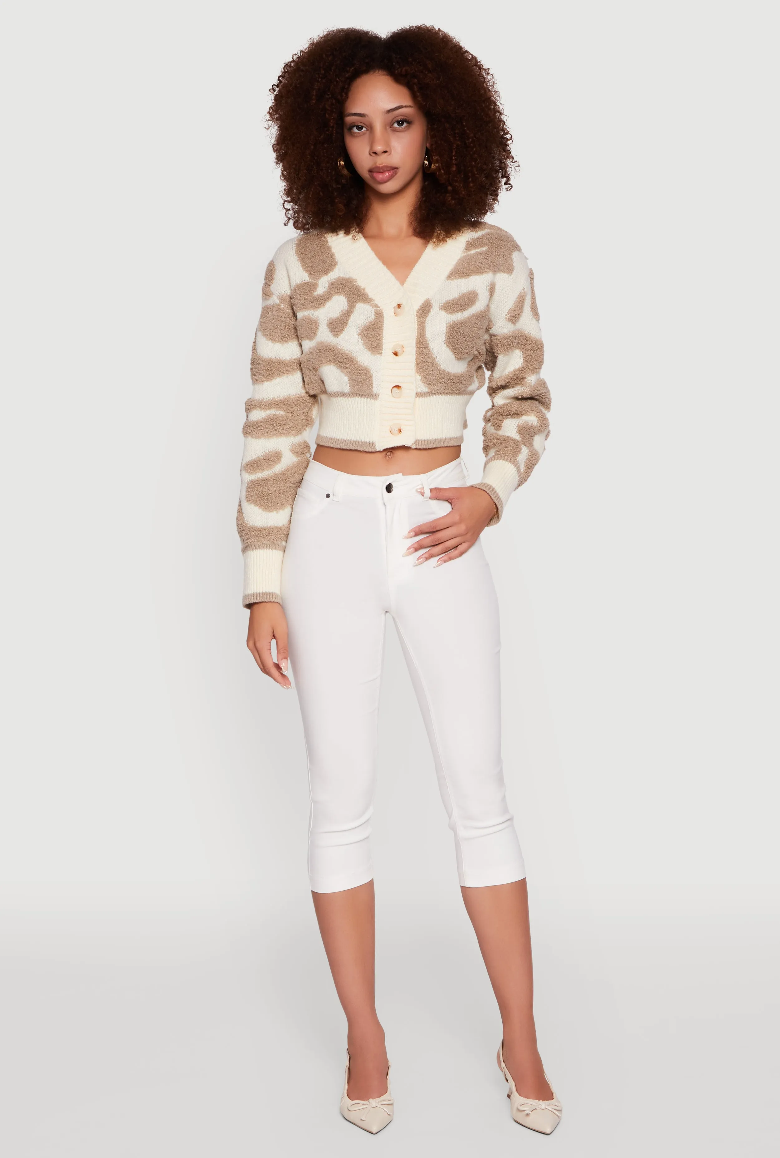 Tufted Knit Button Front Cropped Cardigan sold by Rainbow product image thumbnail 3
