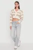 Chenille Heart Patterned Brushed Knit Cropped Cardigan sold by Rainbow