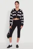 Chenille Heart Patterned Brushed Knit Cropped Cardigan sold by Rainbow