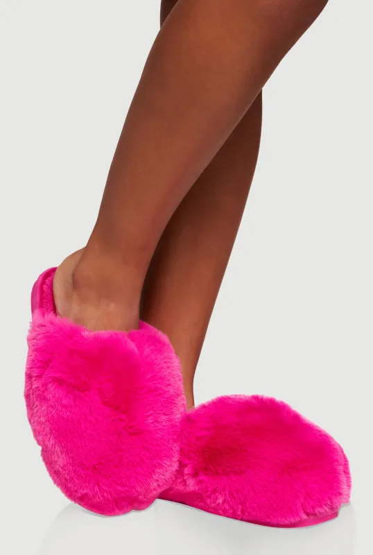 Fuzzy Round Toe Slippers sold by Rainbow