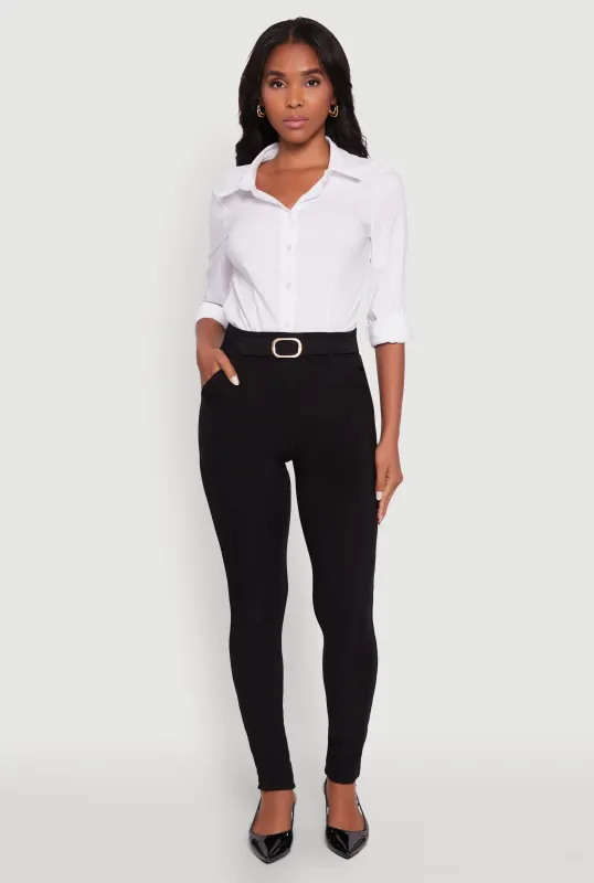 Body Contour Belted Front Pants sold by Rainbow