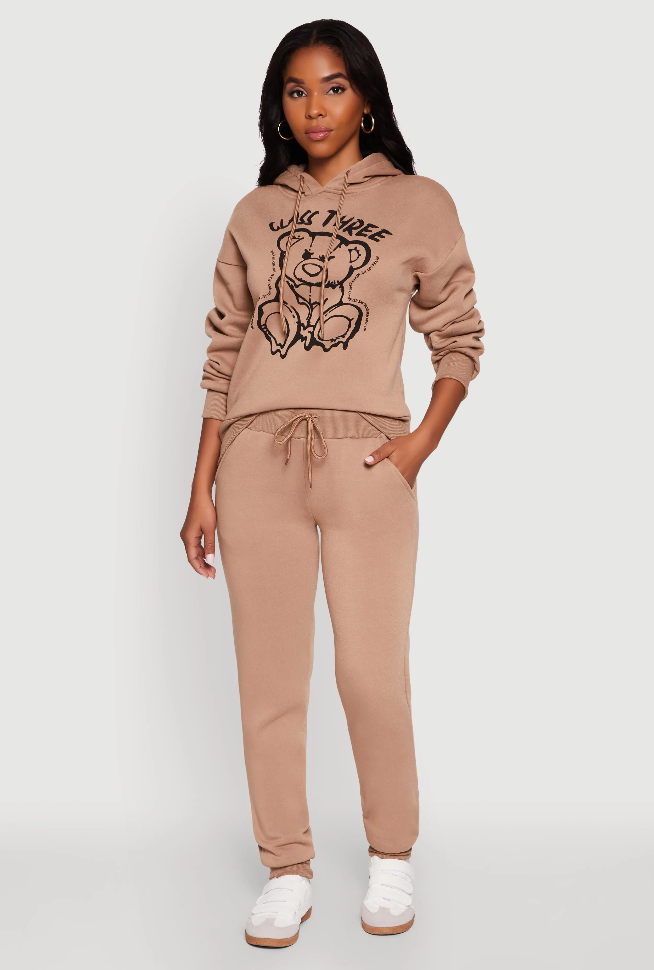 Mid Rise Solid Fleece Joggers sold by Rainbow