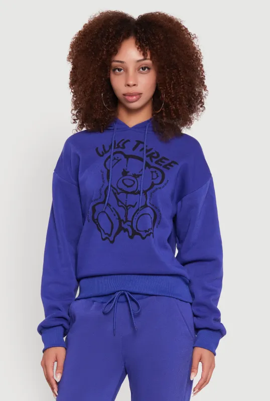 Bear Graphic Fleece Pullover Hoodie sold by Rainbow