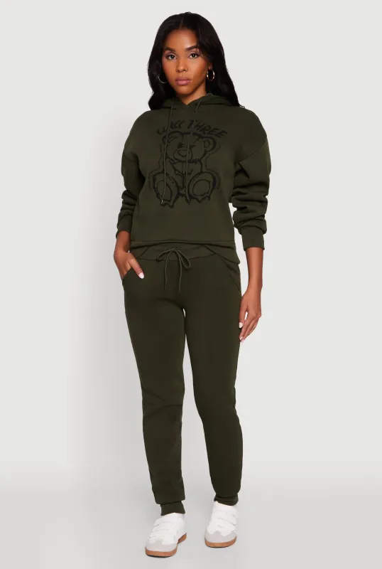 Mid Rise Solid Fleece Joggers sold by Rainbow