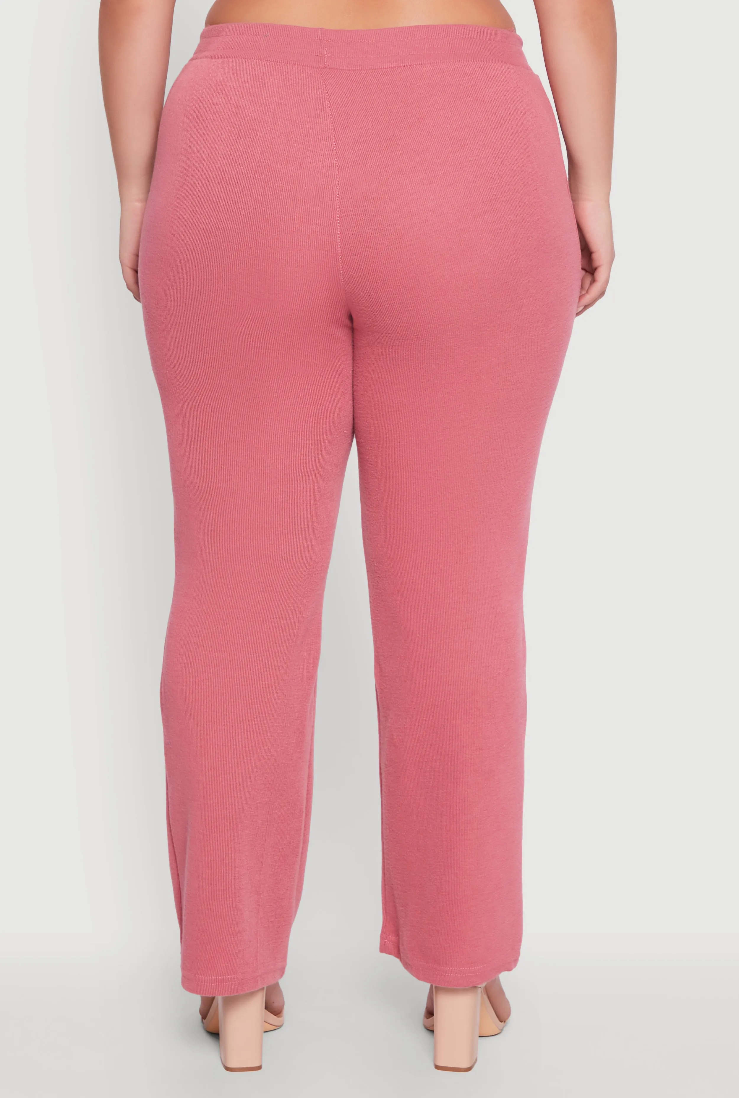 Plus Size High Waisted Wide Leg Ribbed Knit Pants sold by Rainbow product image thumbnail 5