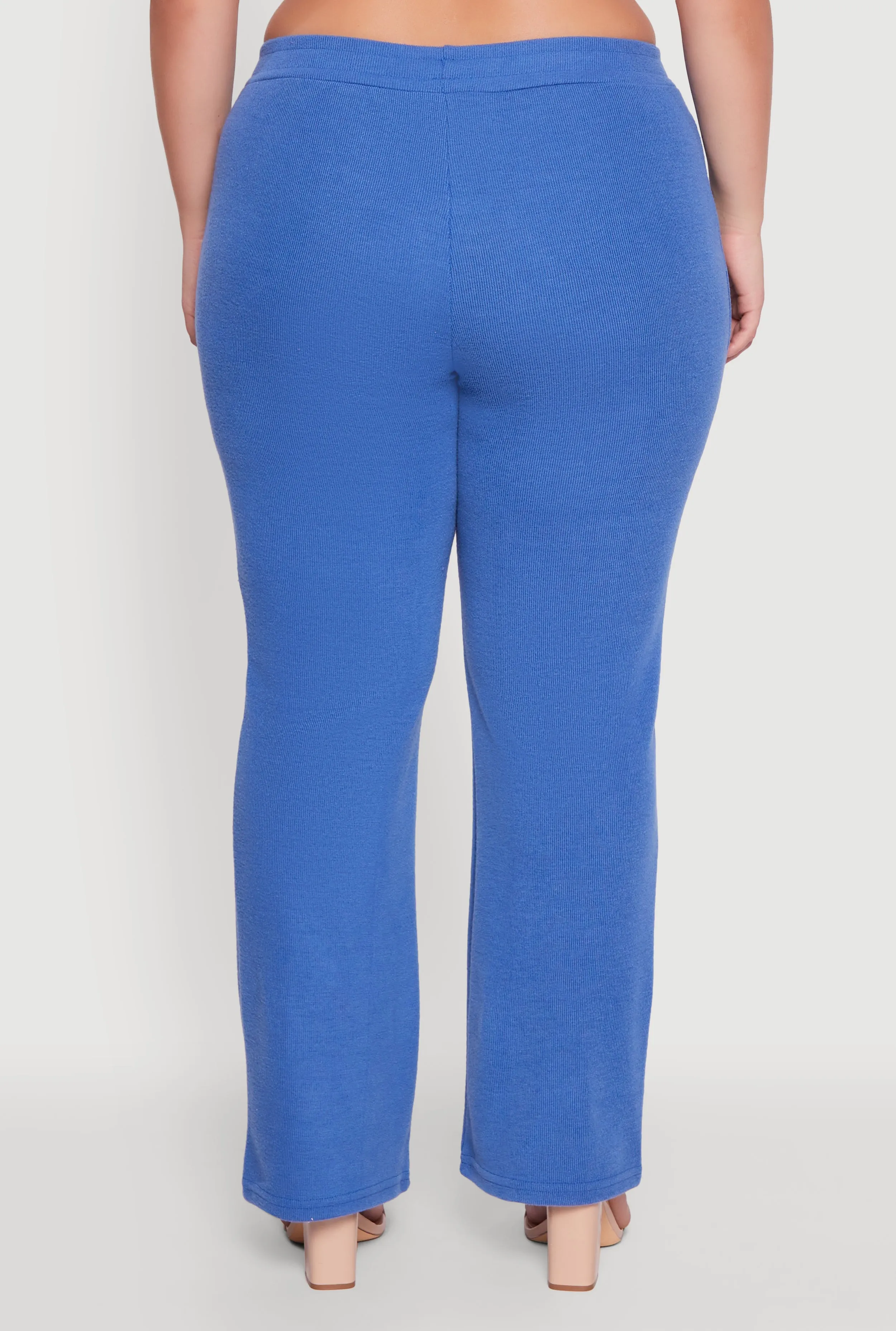 Plus Size High Waisted Wide Leg Ribbed Knit Pants sold by Rainbow product image thumbnail 5