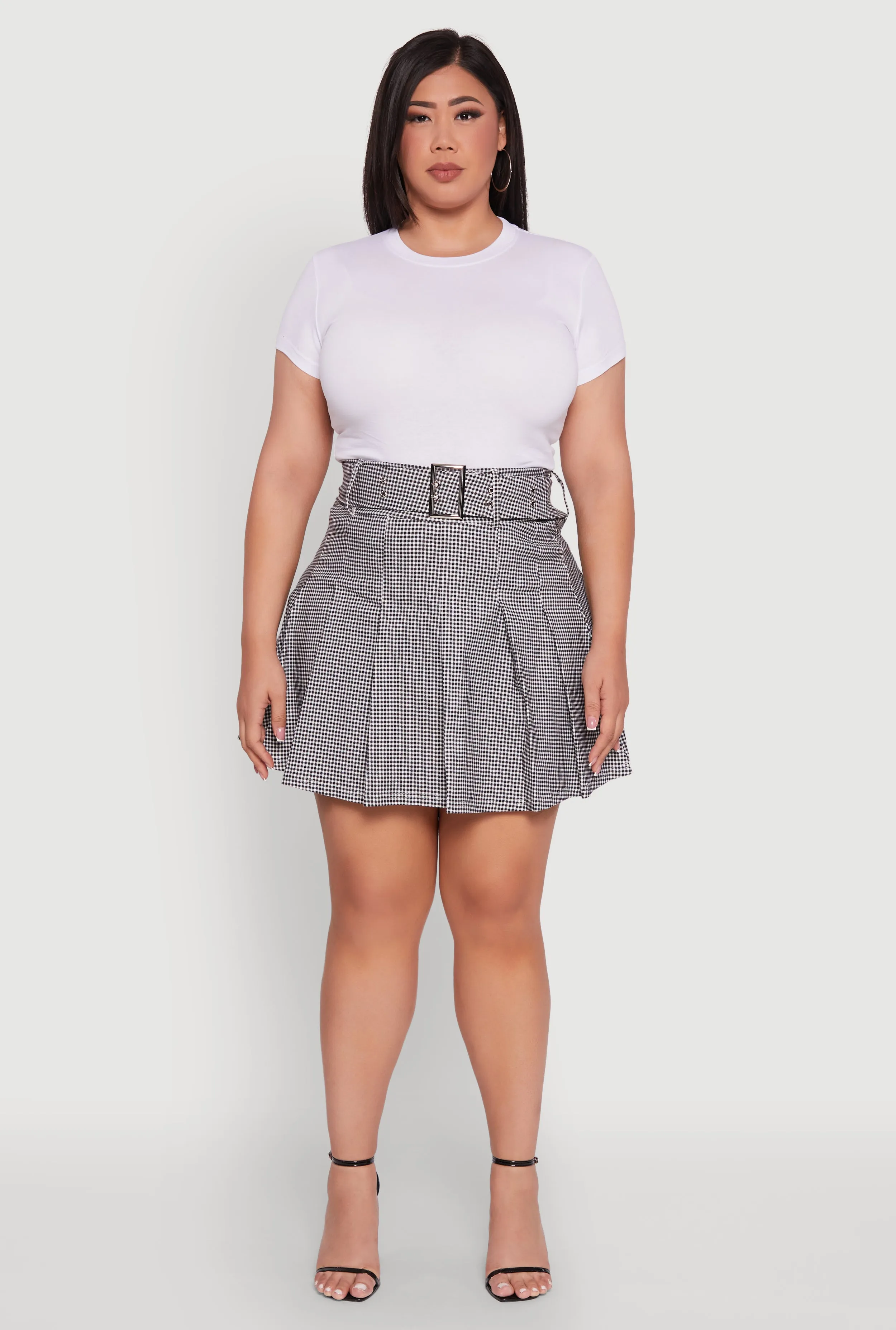 Plus Size High Waist Mini Pleated Skirt with Belt sold by Rainbow product image thumbnail 2