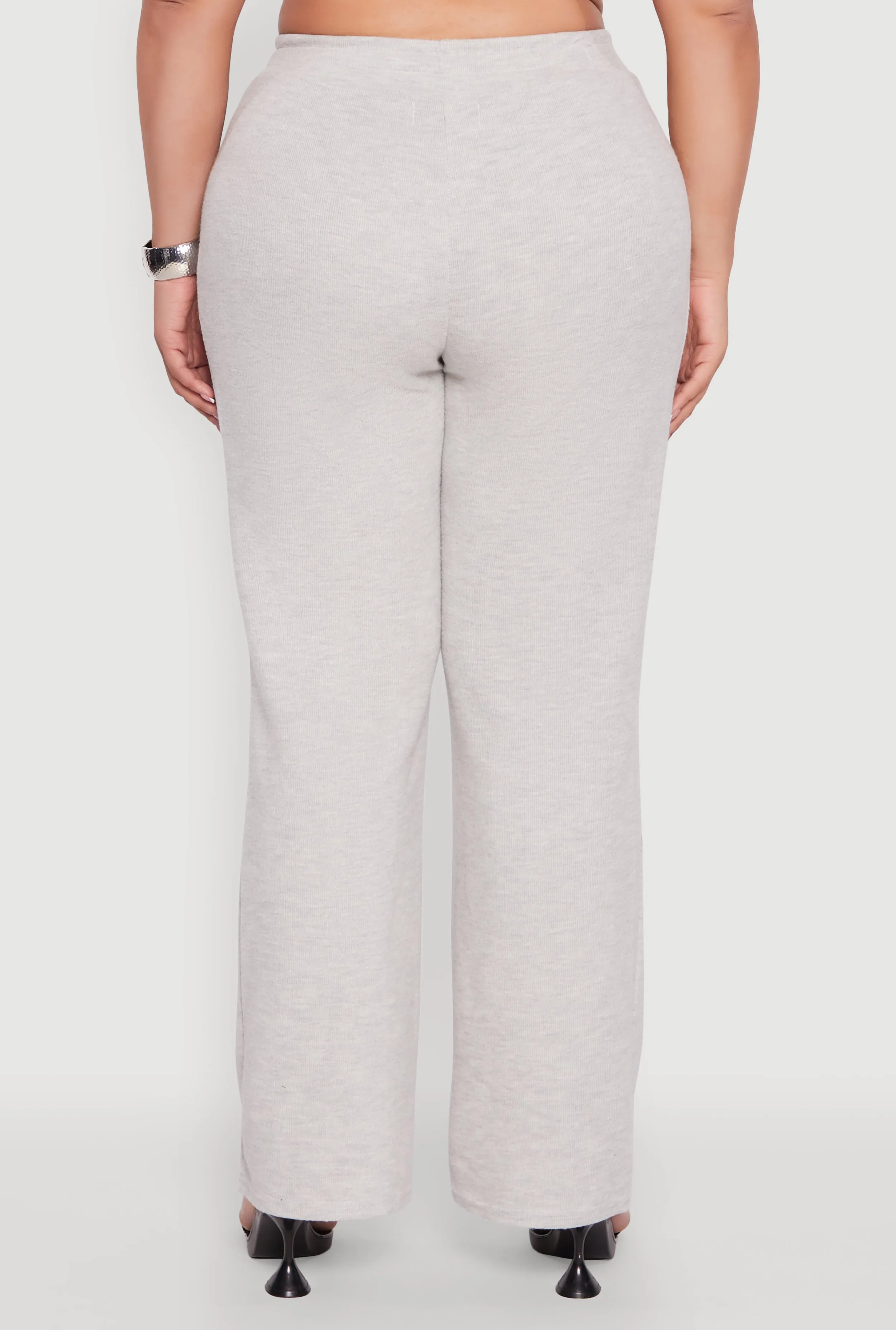 Plus Size High Waisted Wide Leg Ribbed Knit Pants sold by Rainbow product image thumbnail 5