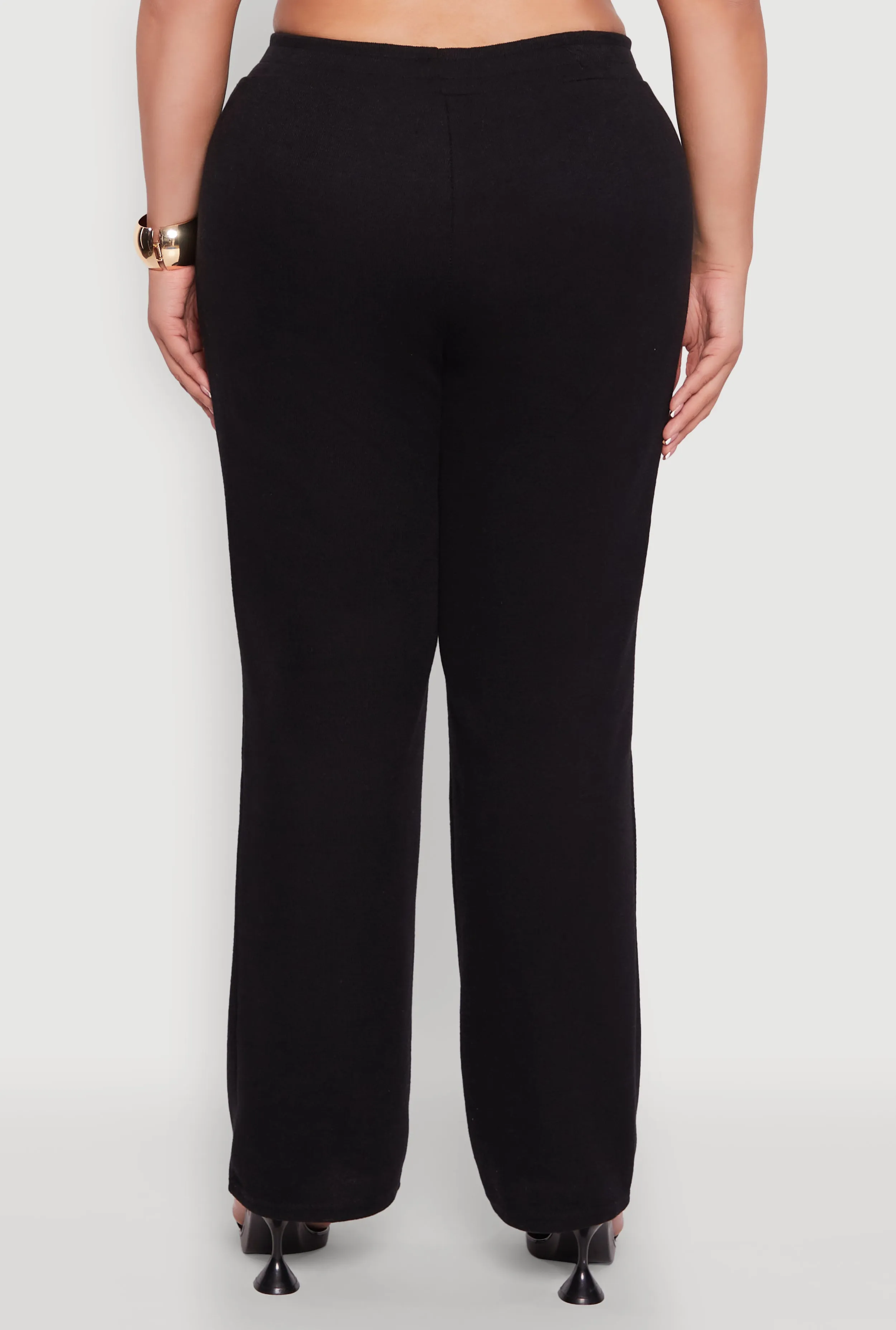 Plus Size High Waisted Wide Leg Ribbed Knit Pants sold by Rainbow product image thumbnail 5