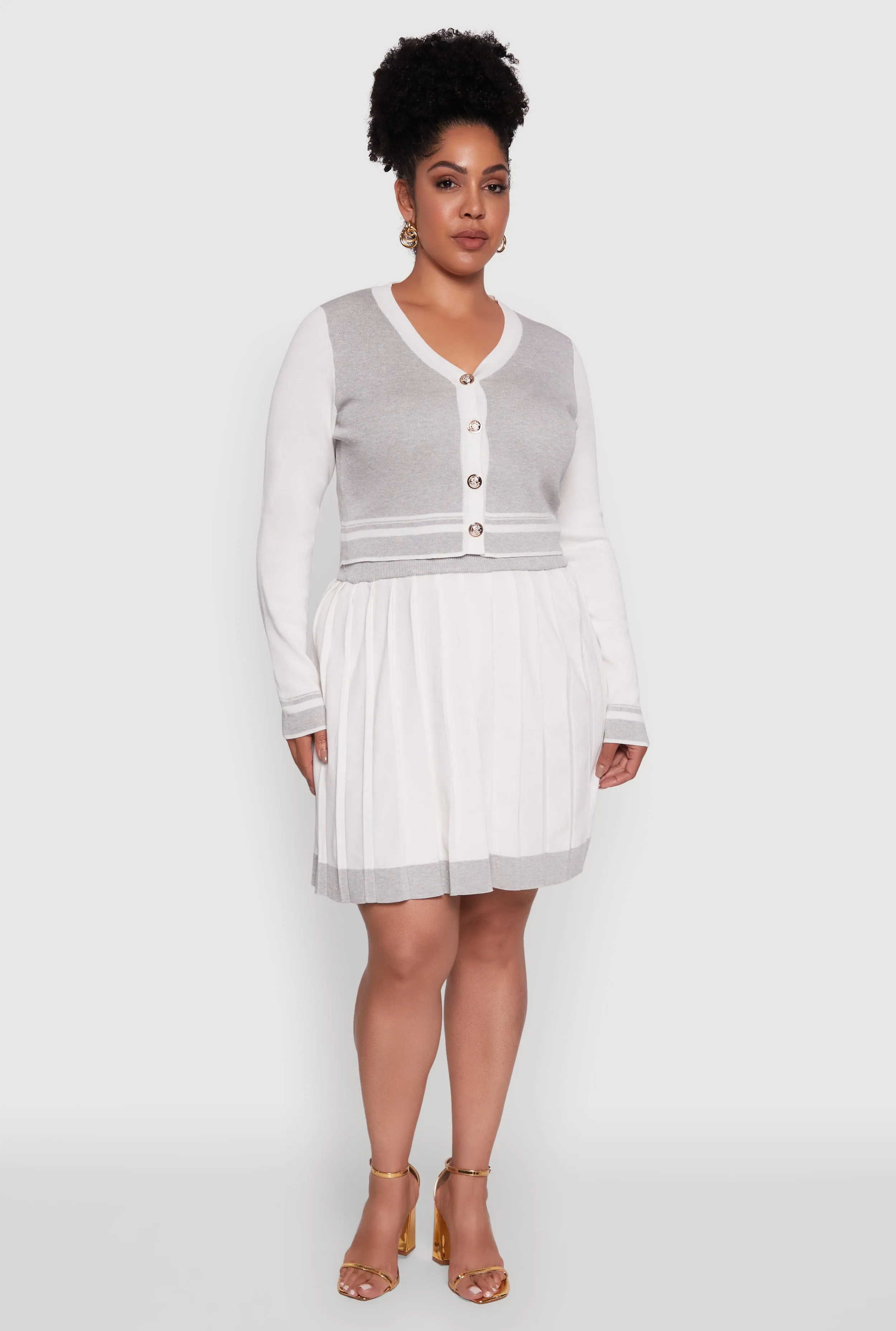 Plus Size Color Blocked Cropped Cardigan sold by Rainbow product image thumbnail 2