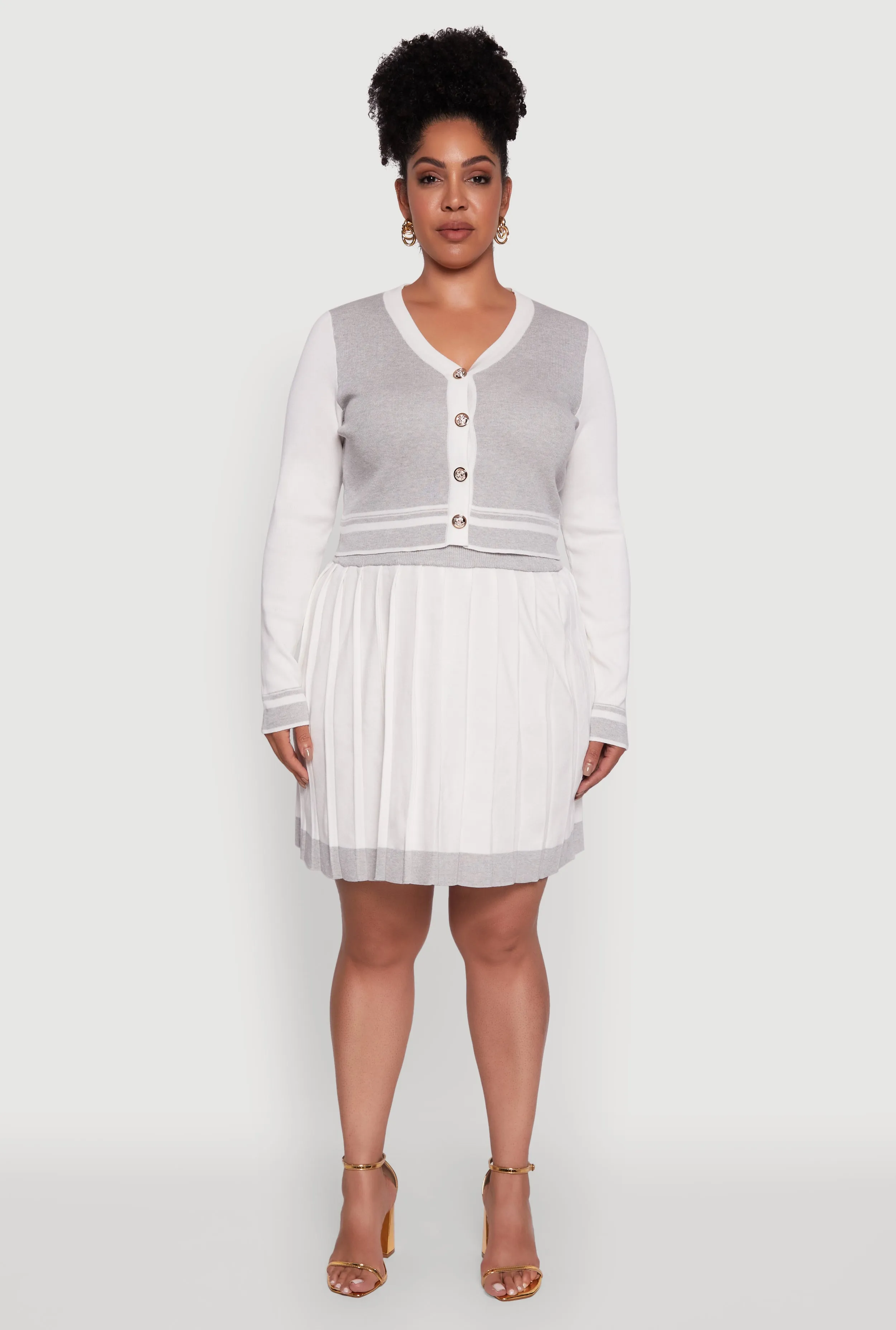 Plus Size Color Blocked Cropped Cardigan sold by Rainbow product image thumbnail 3