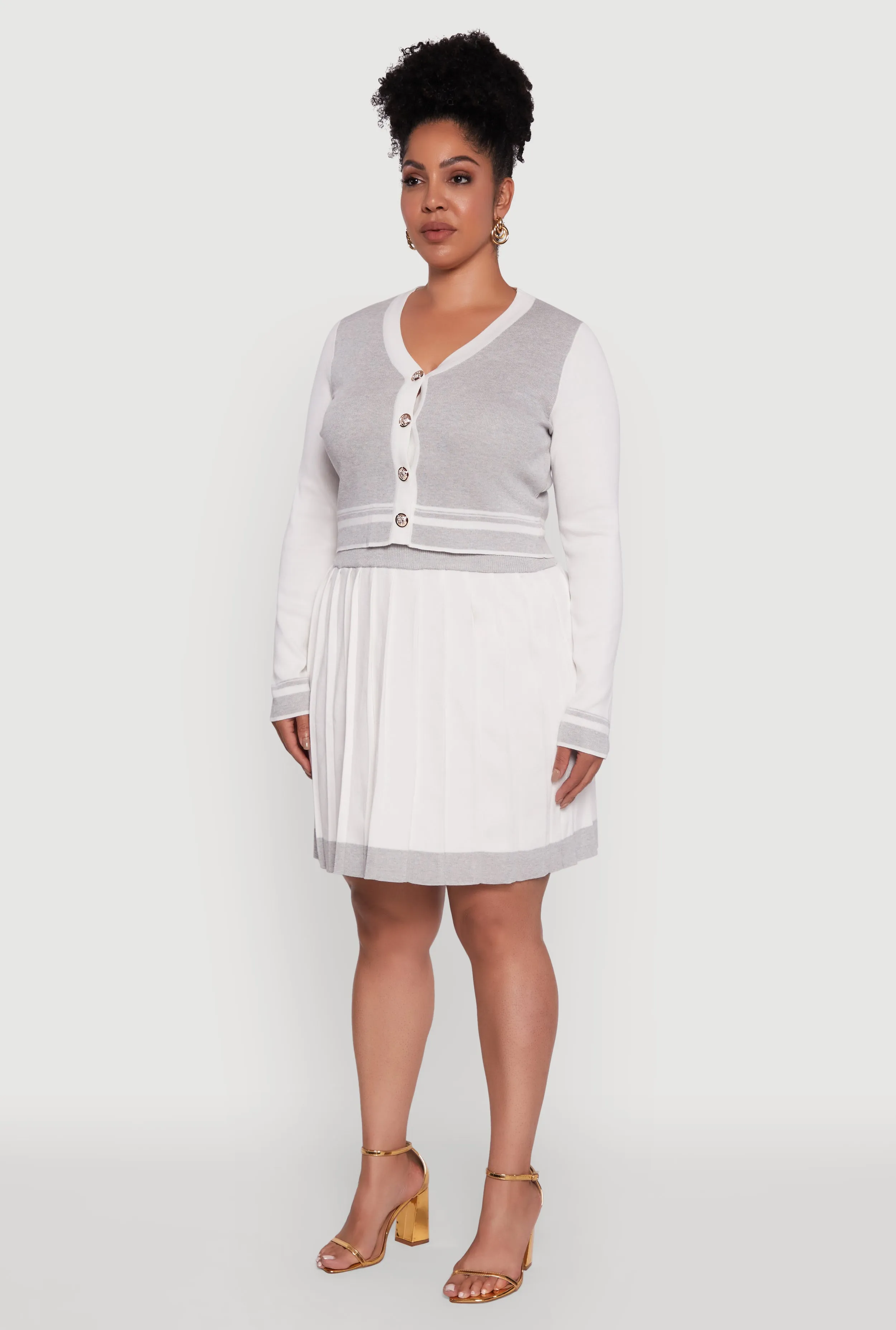 Plus Size Color Blocked Cropped Cardigan sold by Rainbow product image thumbnail 5