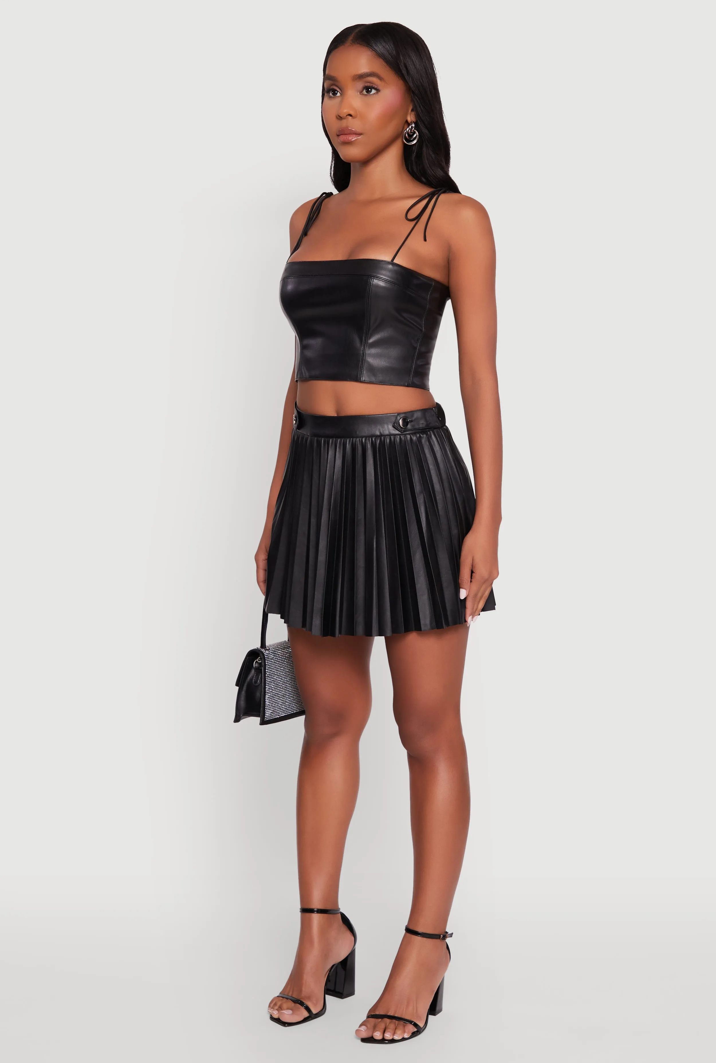 Faux Leather Mini Pleated Skirt sold by Rainbow product image thumbnail 3