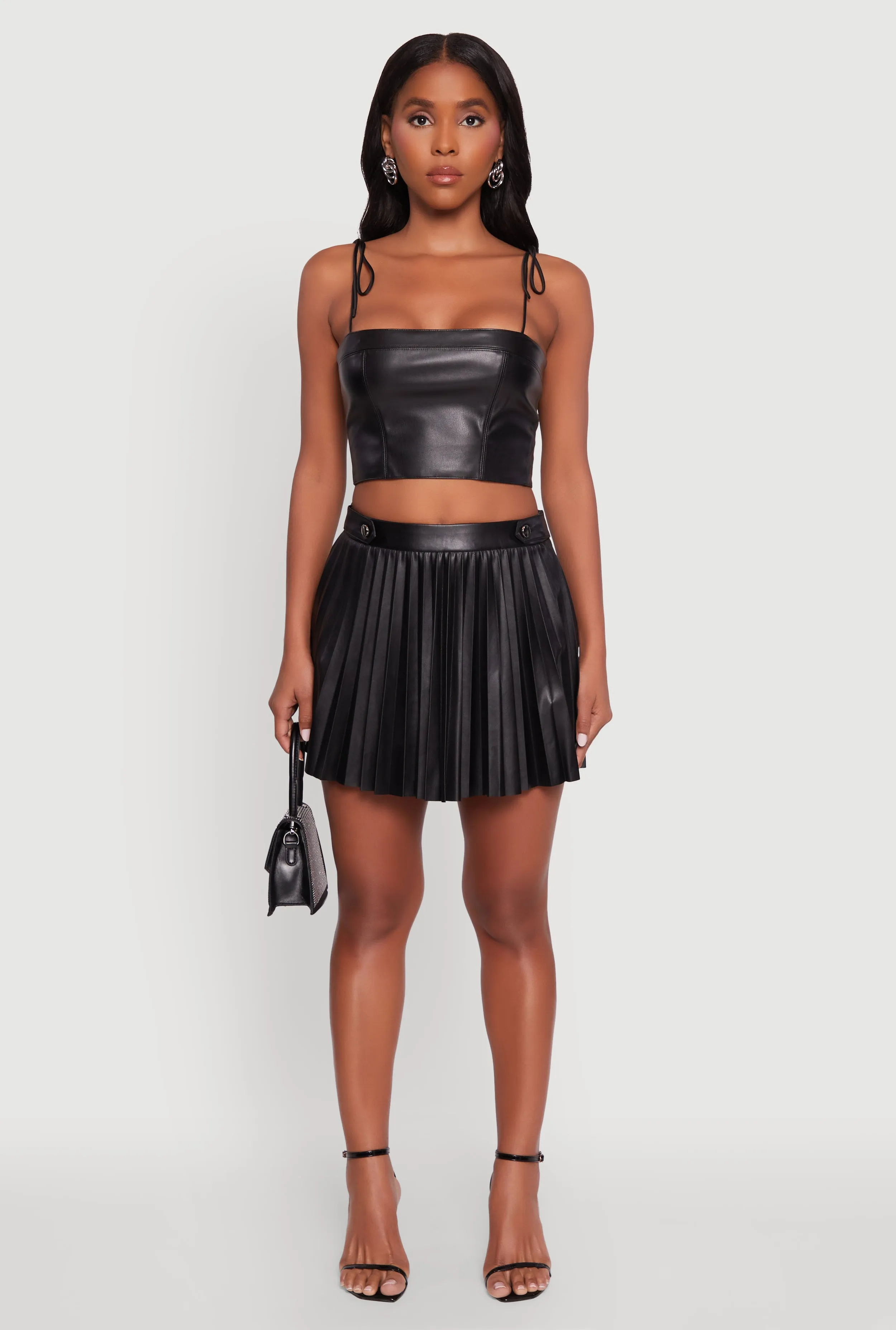 Faux Leather Mini Pleated Skirt sold by Rainbow product image thumbnail 2