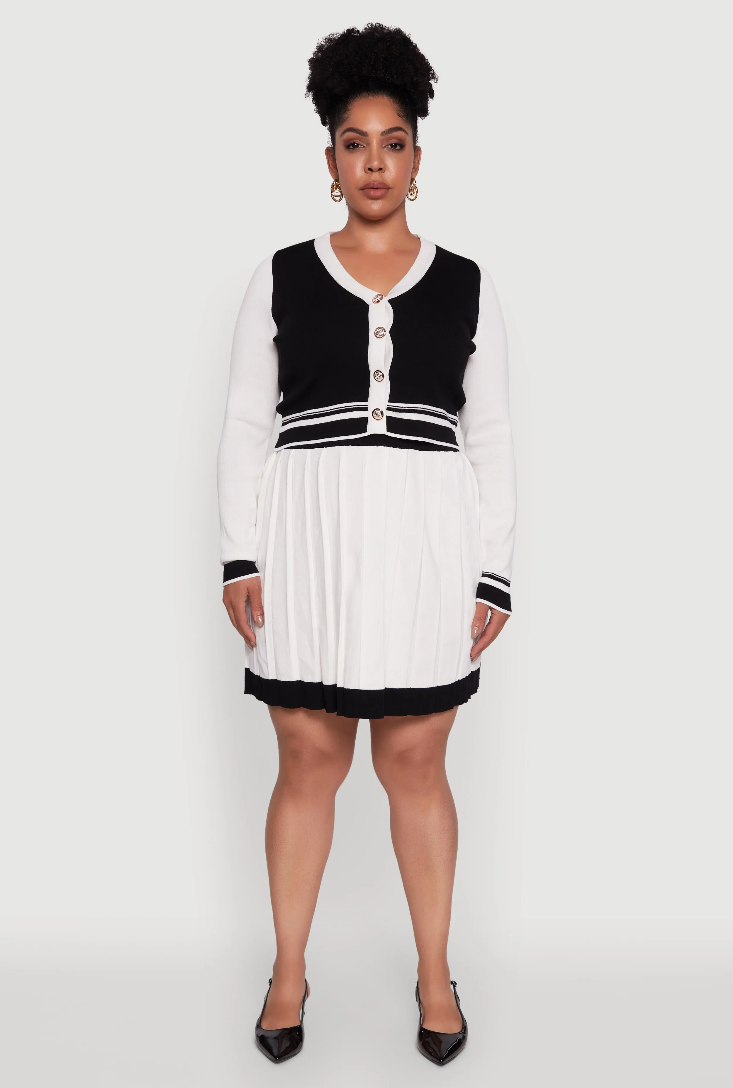 Plus Size Color Blocked Cropped Cardigan sold by Rainbow product image thumbnail 3