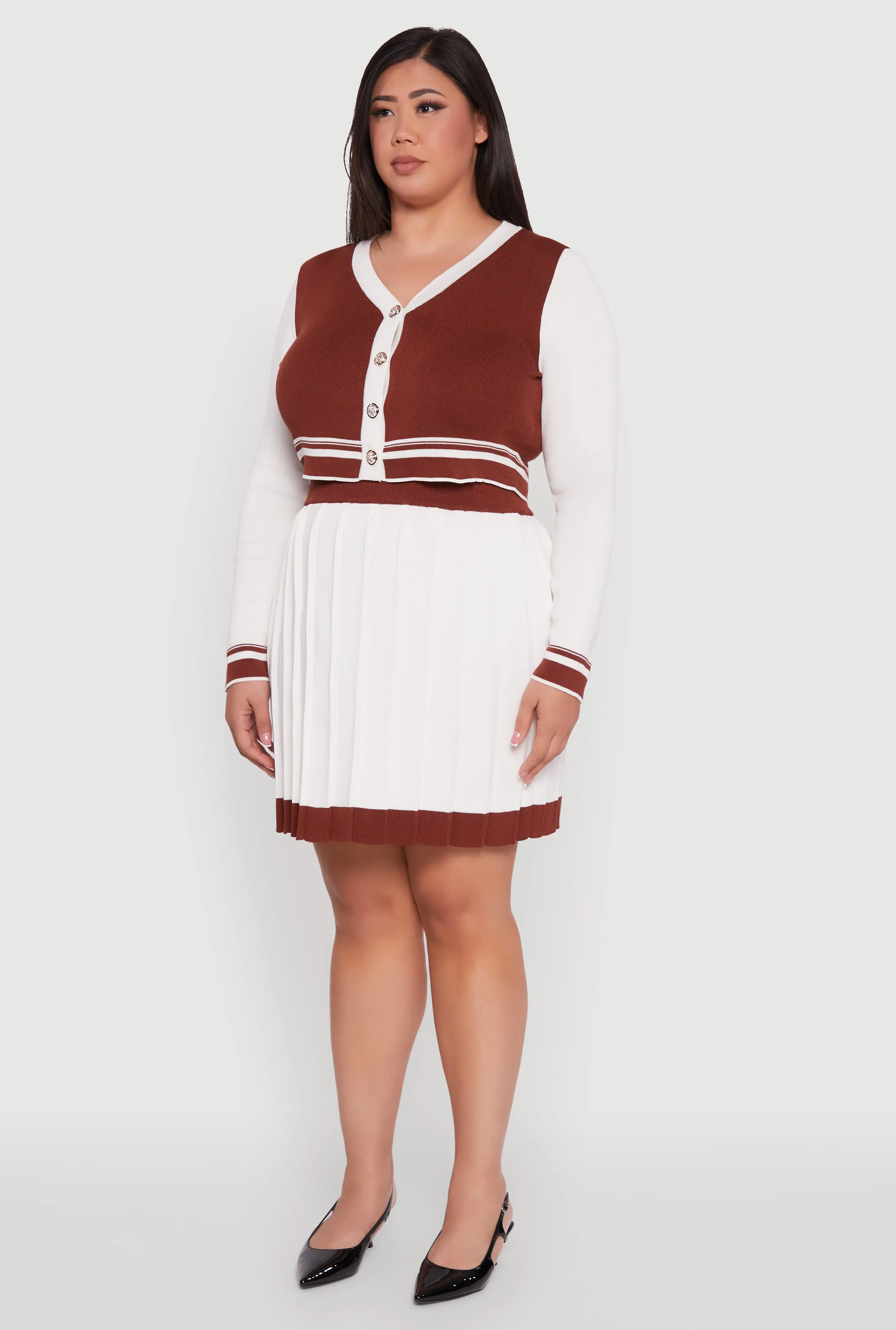 Plus Size Color Blocked Cropped Cardigan sold by Rainbow product image thumbnail 5