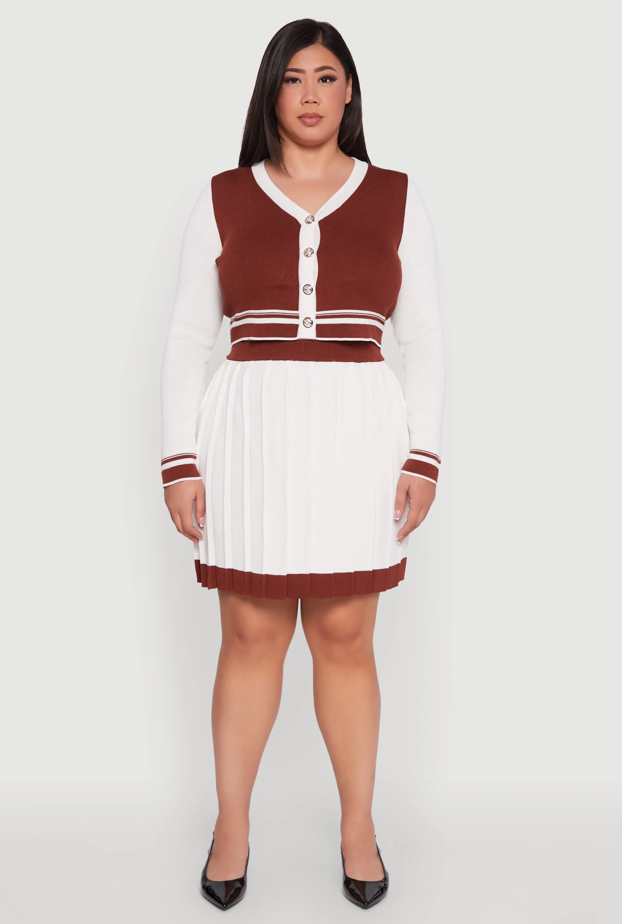 Plus Size Color Blocked Cropped Cardigan sold by Rainbow product image thumbnail 2