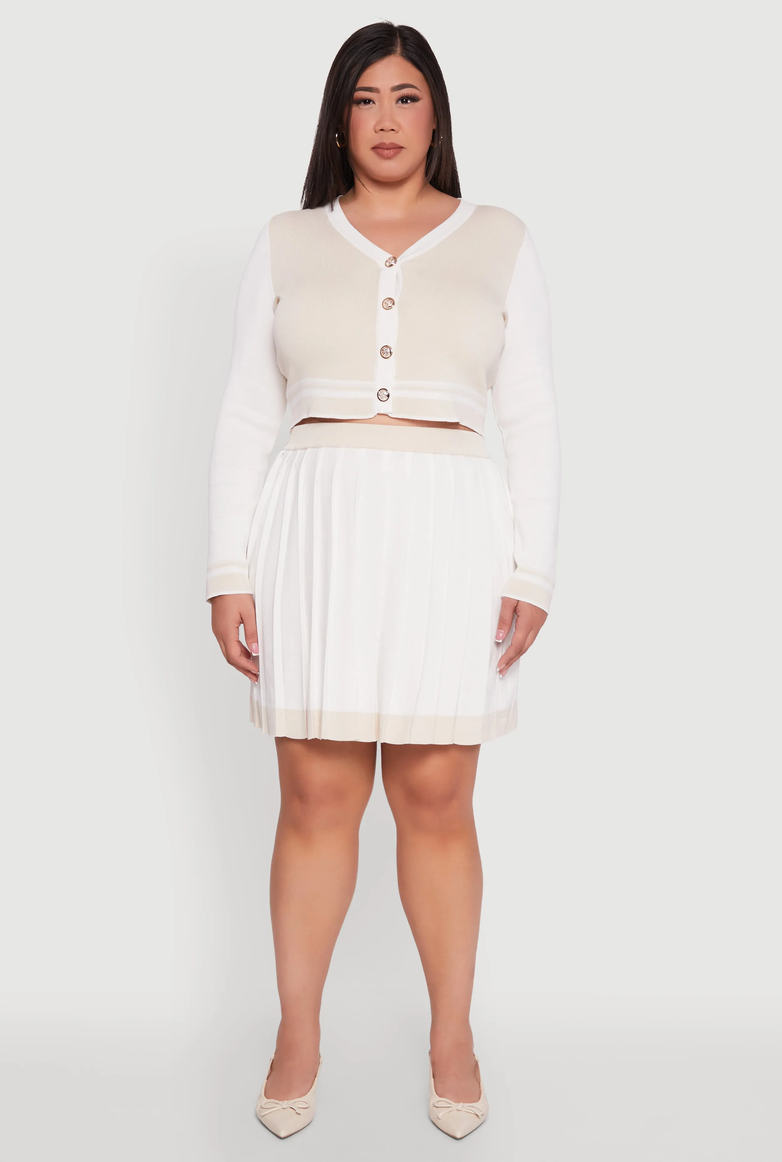 Plus Size Color Blocked Cropped Cardigan sold by Rainbow product image thumbnail 2