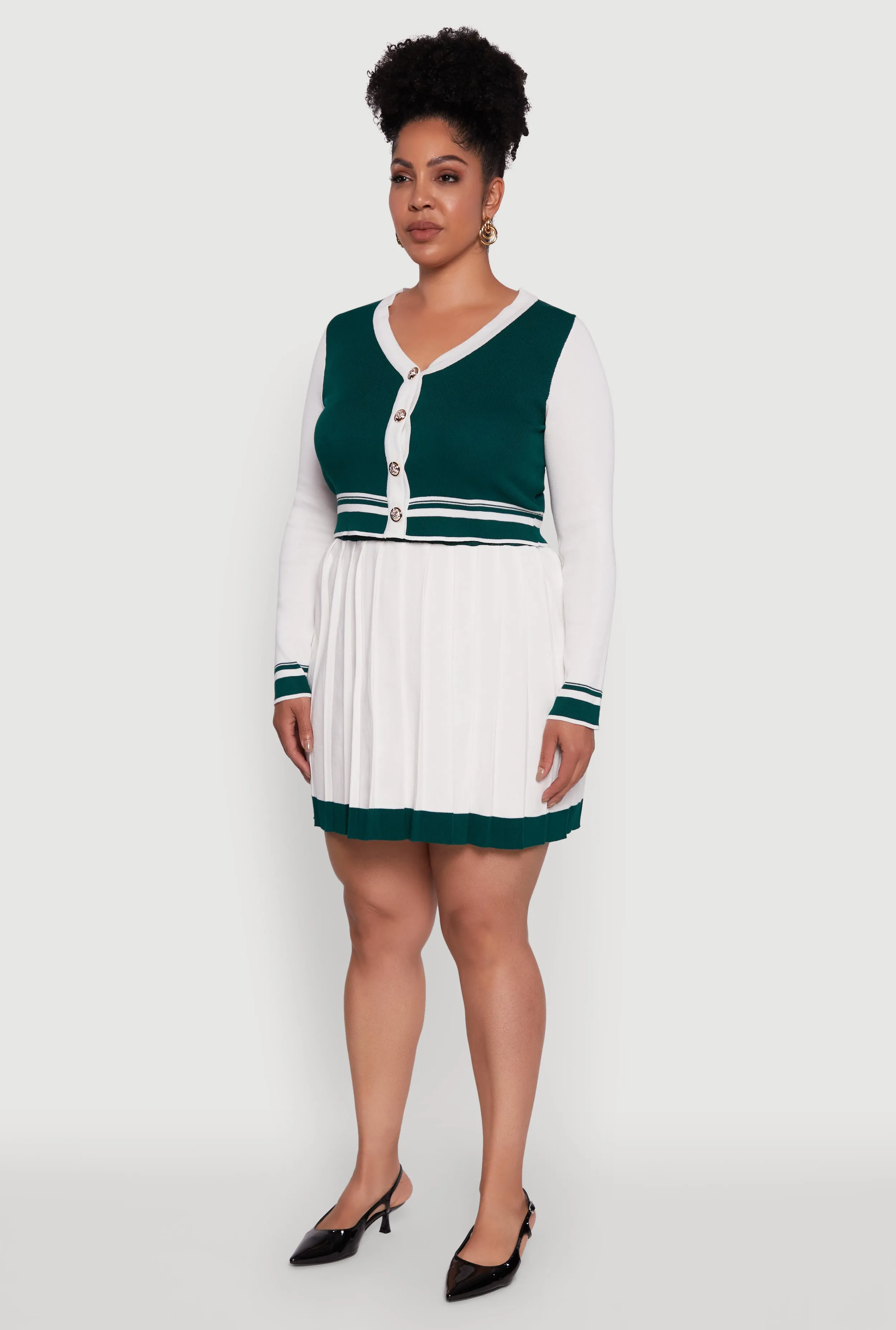 Plus Size Color Blocked Cropped Cardigan sold by Rainbow product image thumbnail 5