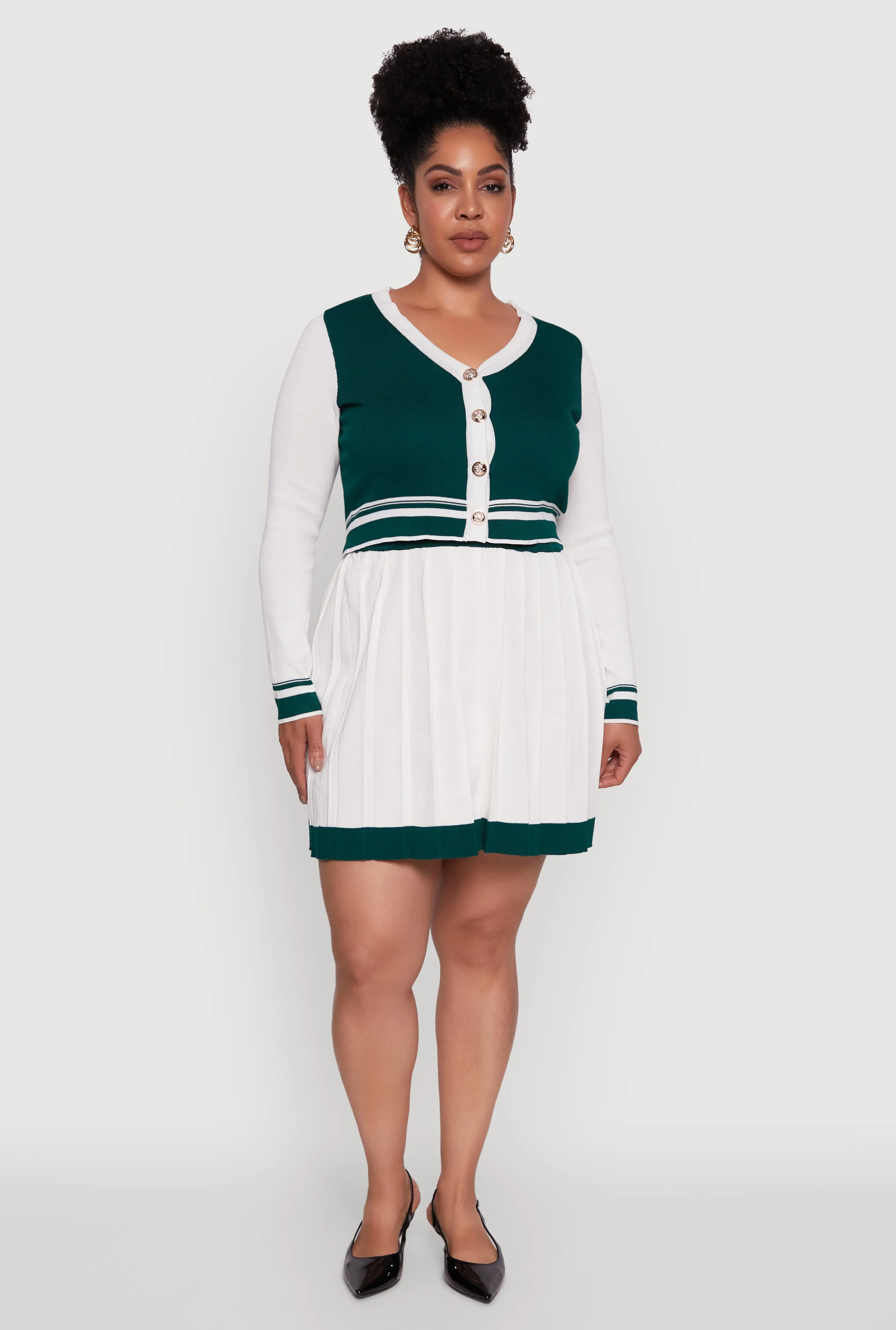 Plus Size Color Blocked Cropped Cardigan sold by Rainbow product image thumbnail 2