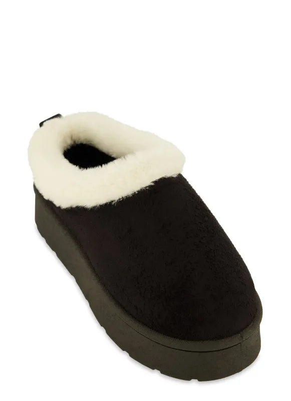 Solid Faux Fur Lined Platform Clogs sold by Rainbow