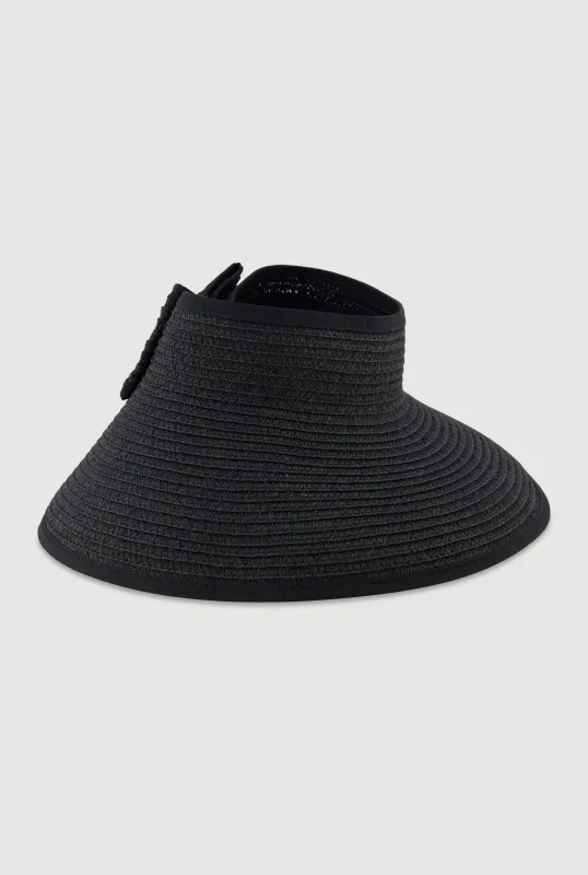 Roll Up Straw Visor with Bow sold by Rainbow