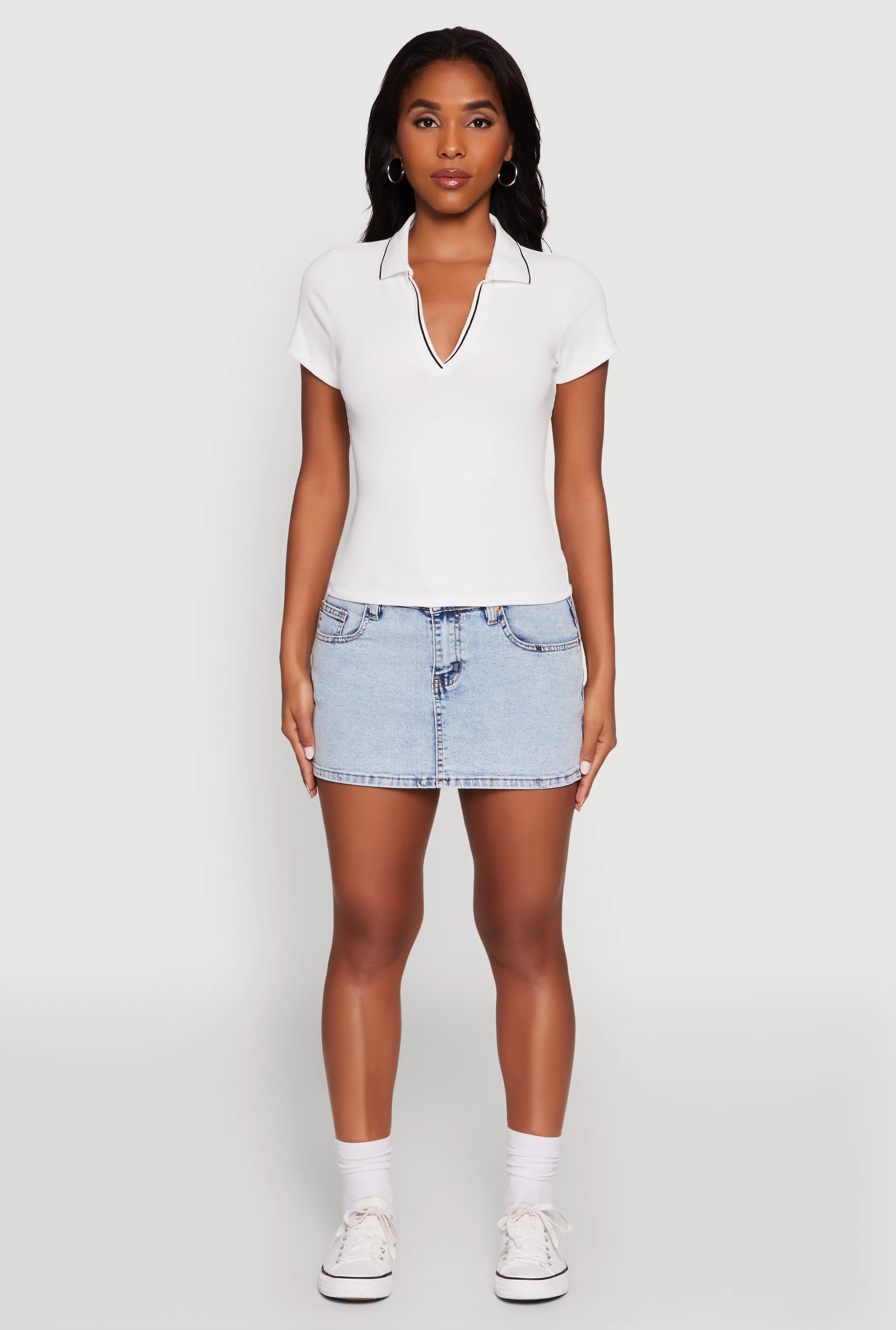 Iris Ribbed Knit Polo Top with Contrast Trim sold by Rainbow product image thumbnail 3