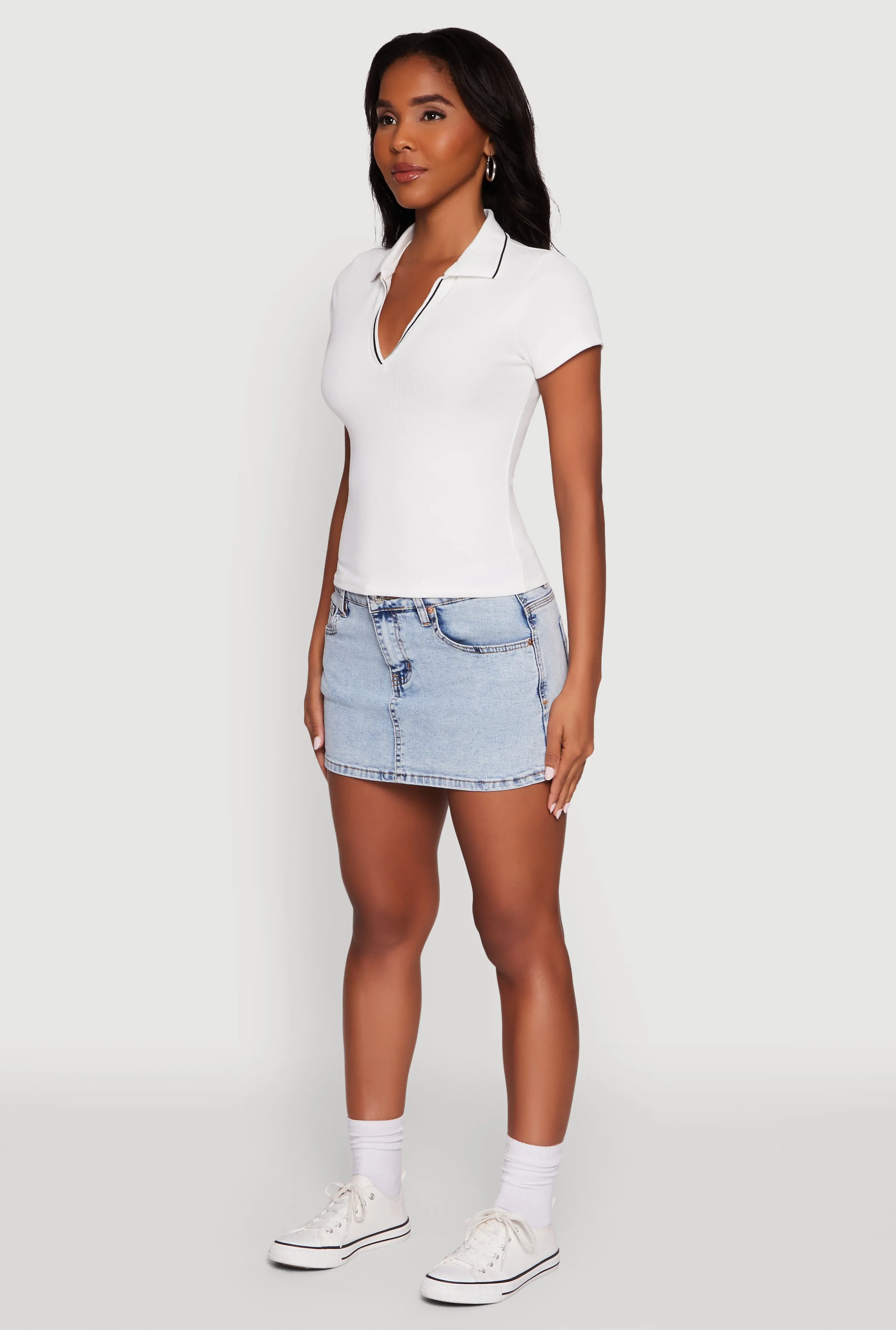 Iris Ribbed Knit Polo Top with Contrast Trim sold by Rainbow product image thumbnail 5