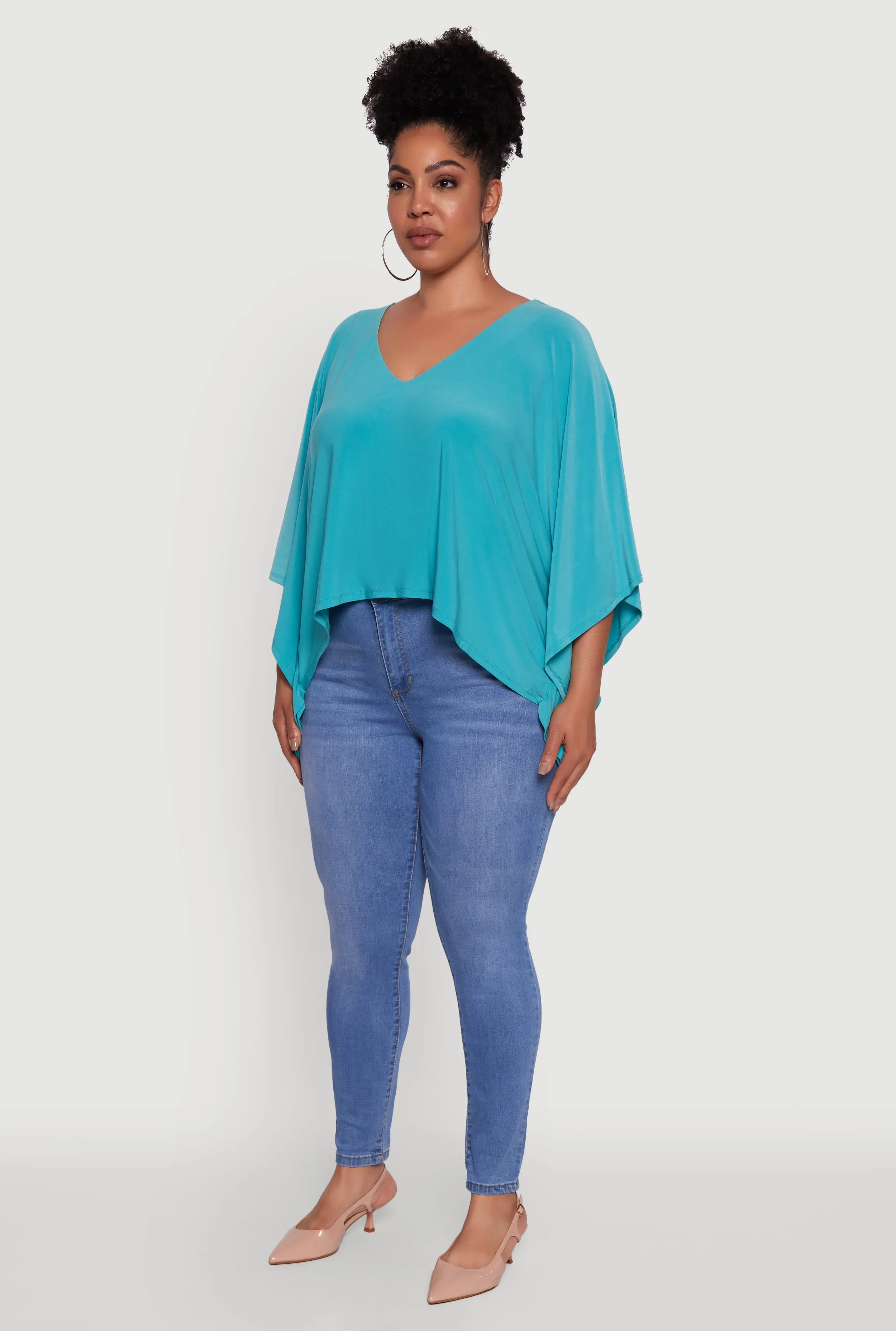 Plus Size Crepe Knit V Neck Crop Blouse sold by Rainbow product image thumbnail 5