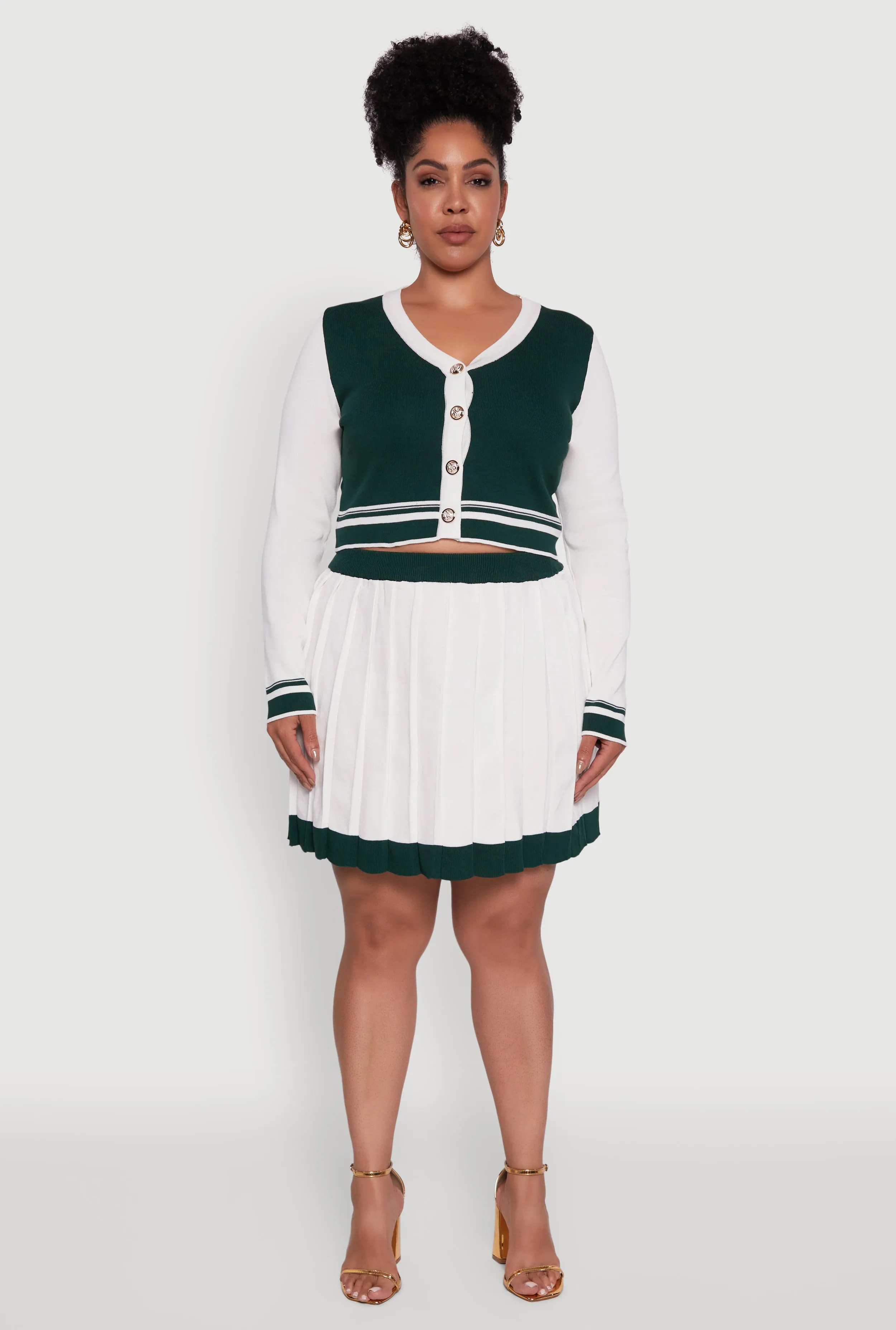 Plus Size Color Blocked Pleated Midi Skirt sold by Rainbow product image thumbnail 2