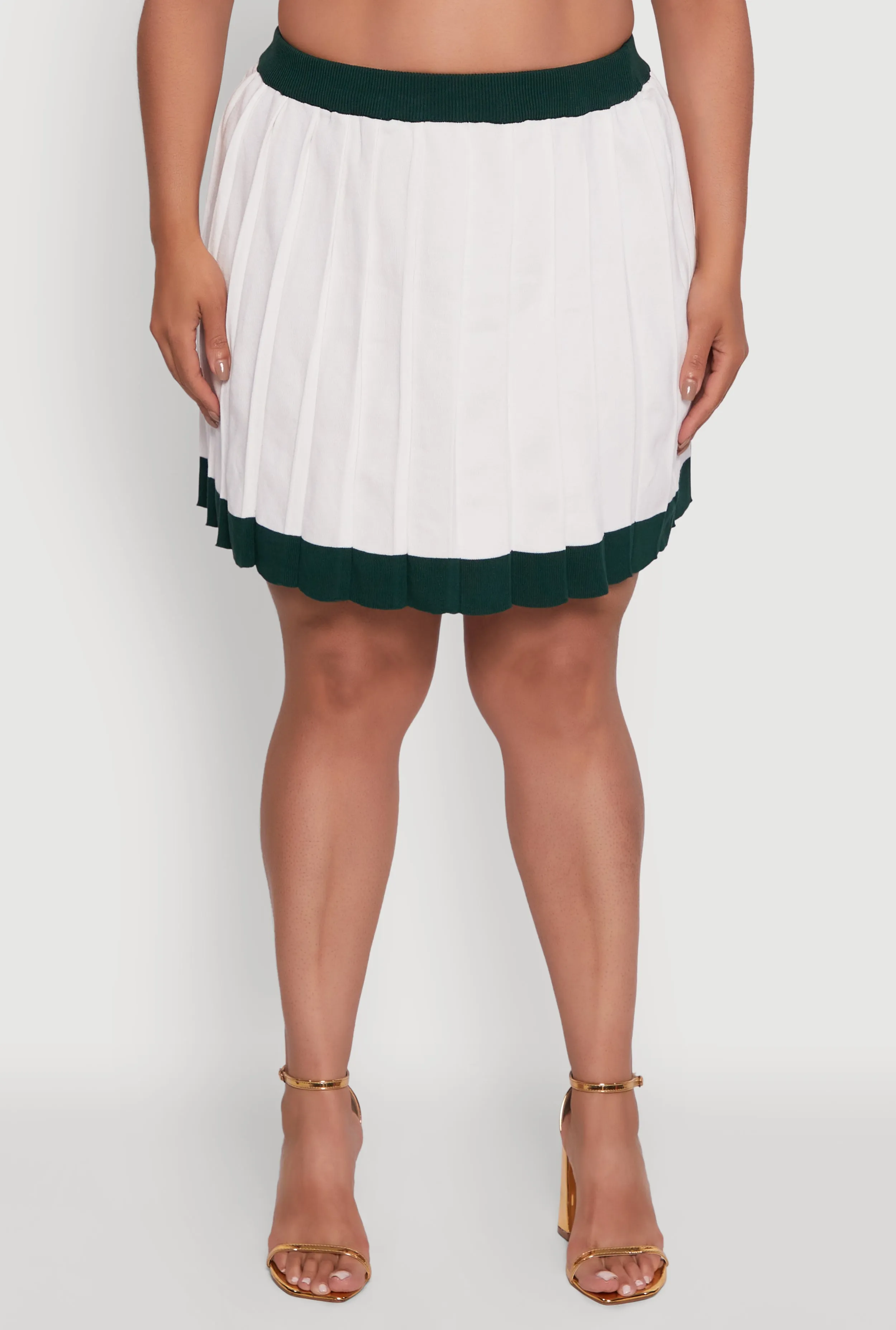 Plus Size Color Blocked Pleated Midi Skirt sold by Rainbow product image thumbnail 3