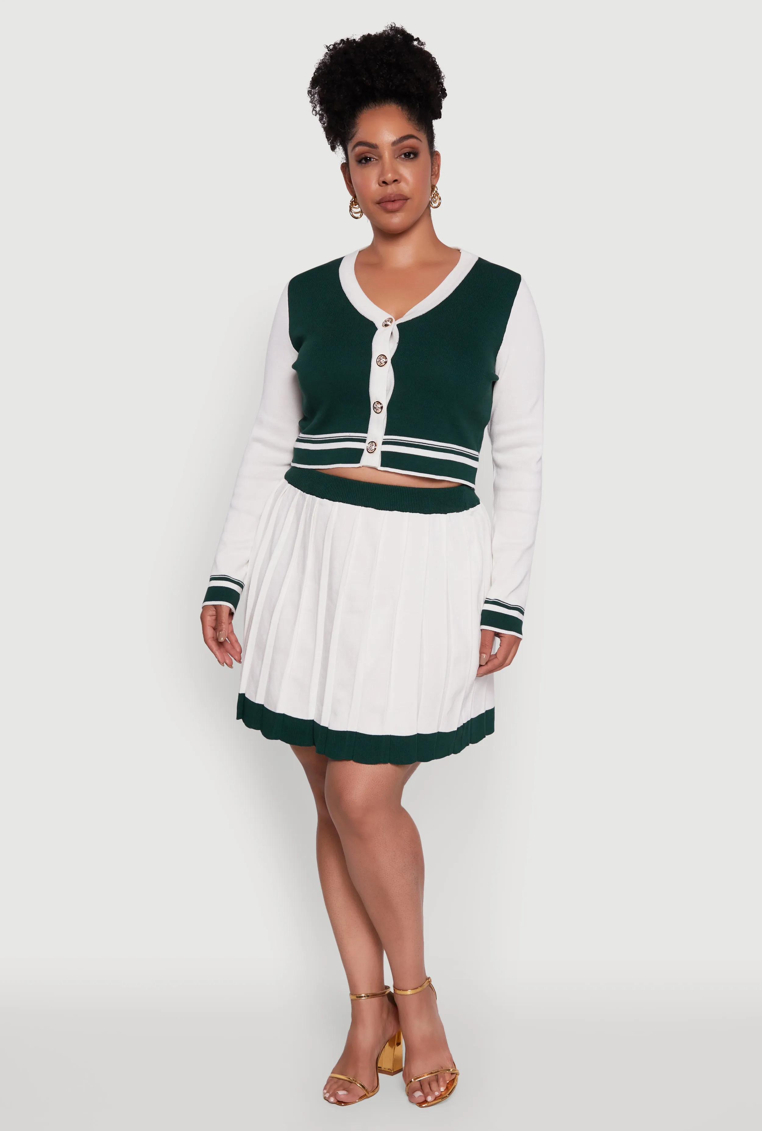 Plus Size Color Blocked Cropped Cardigan sold by Rainbow product image thumbnail 2