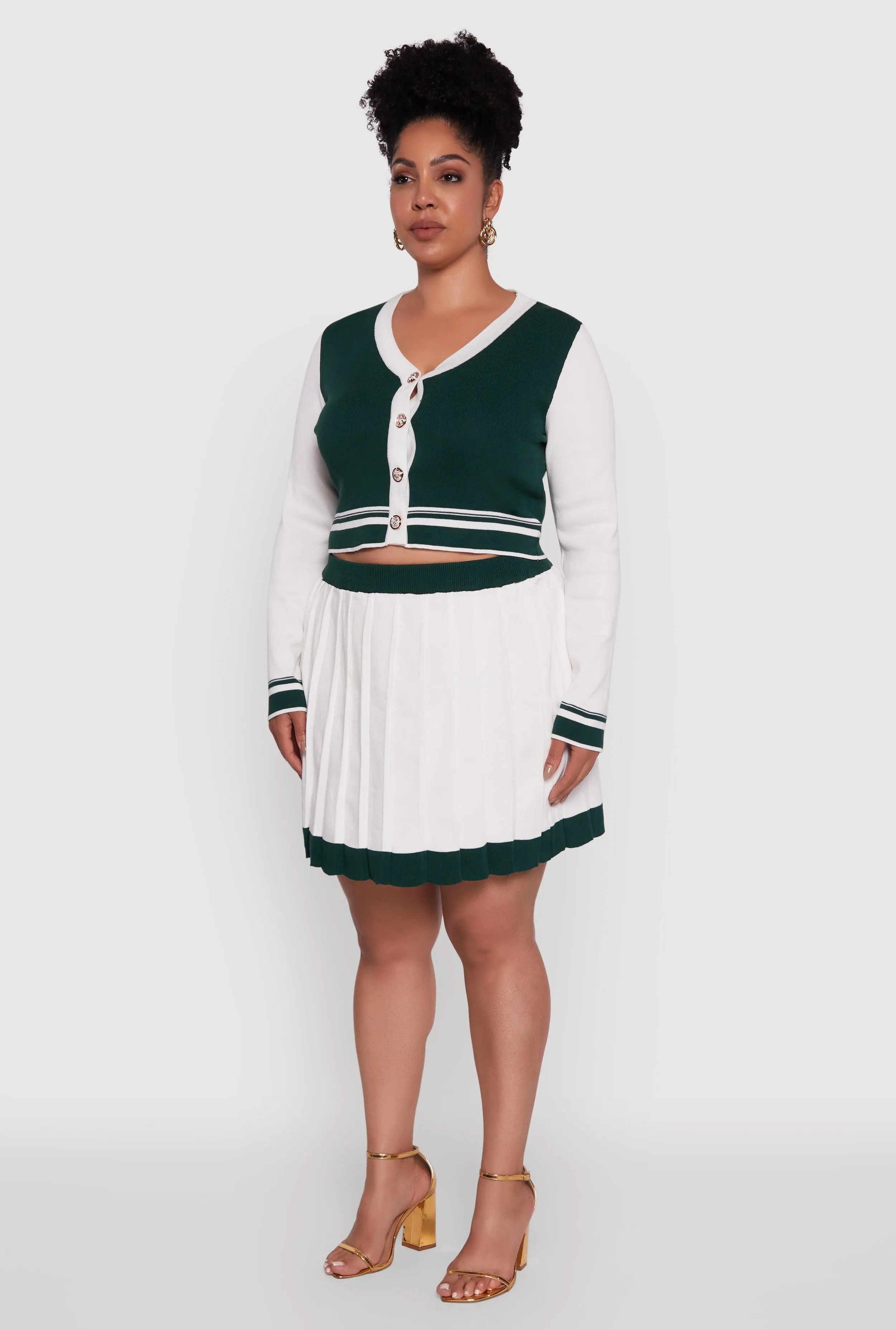 Plus Size Color Blocked Cropped Cardigan sold by Rainbow product image thumbnail 5