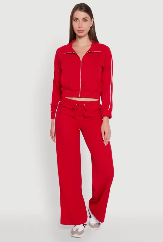 Wide Leg Crepe Knit Casual Pants sold by Rainbow