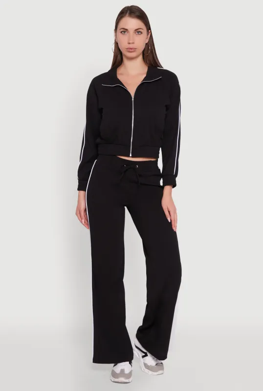 Wide Leg Crepe Knit Casual Pants sold by Rainbow