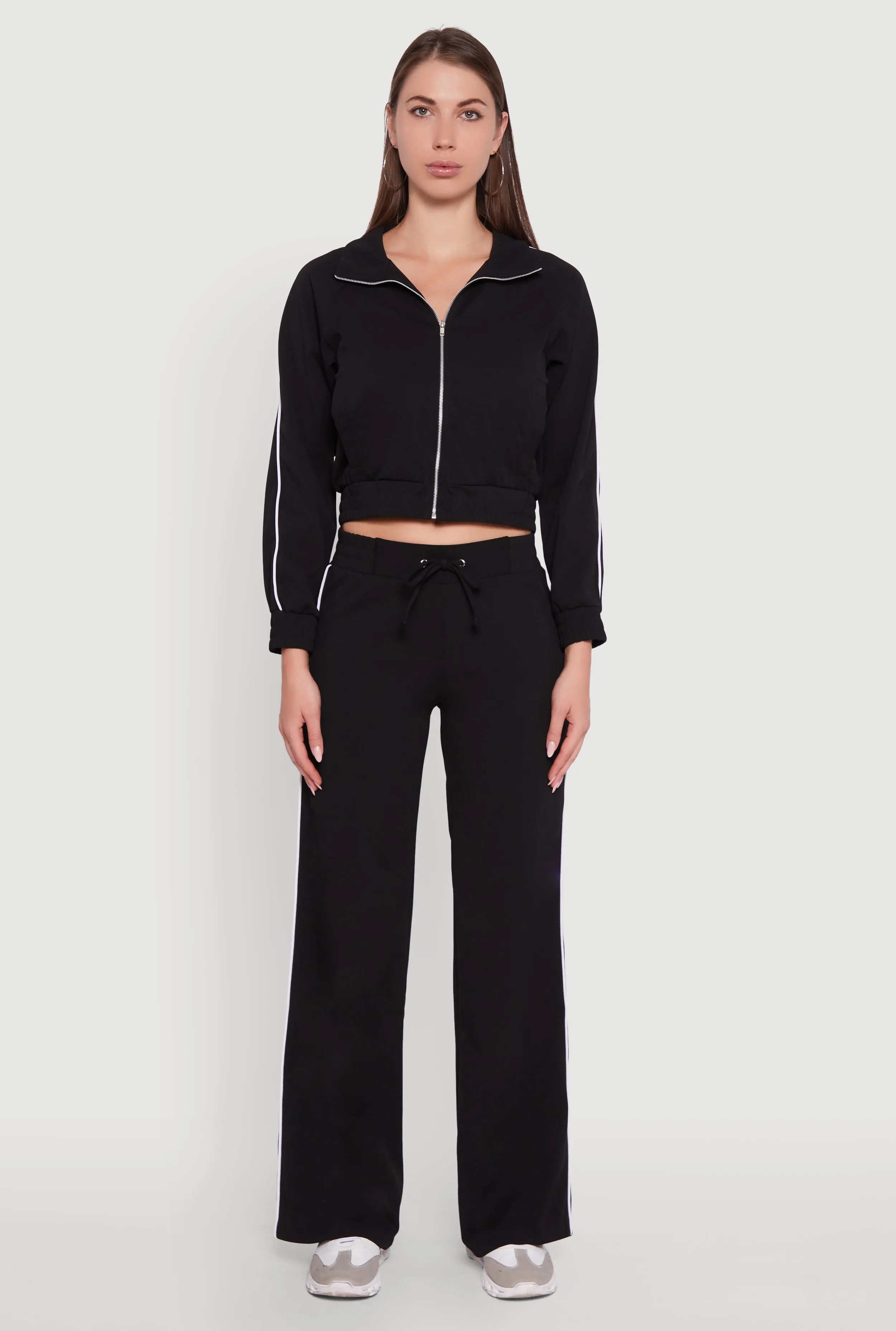 Crepe Knit Zip Front Jacket with Contrast Piping sold by Rainbow product image thumbnail 3