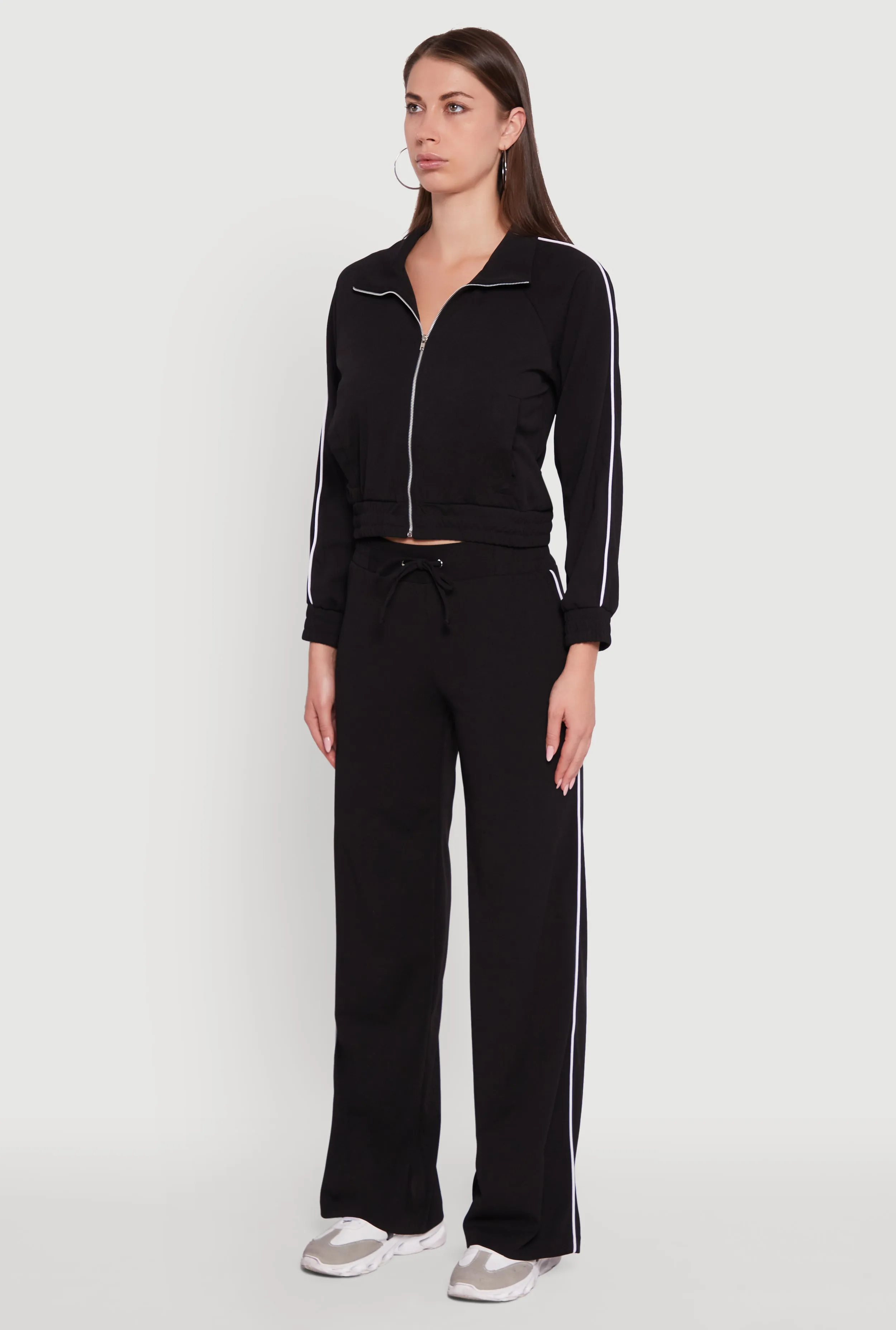 Crepe Knit Zip Front Jacket with Contrast Piping sold by Rainbow product image thumbnail 5