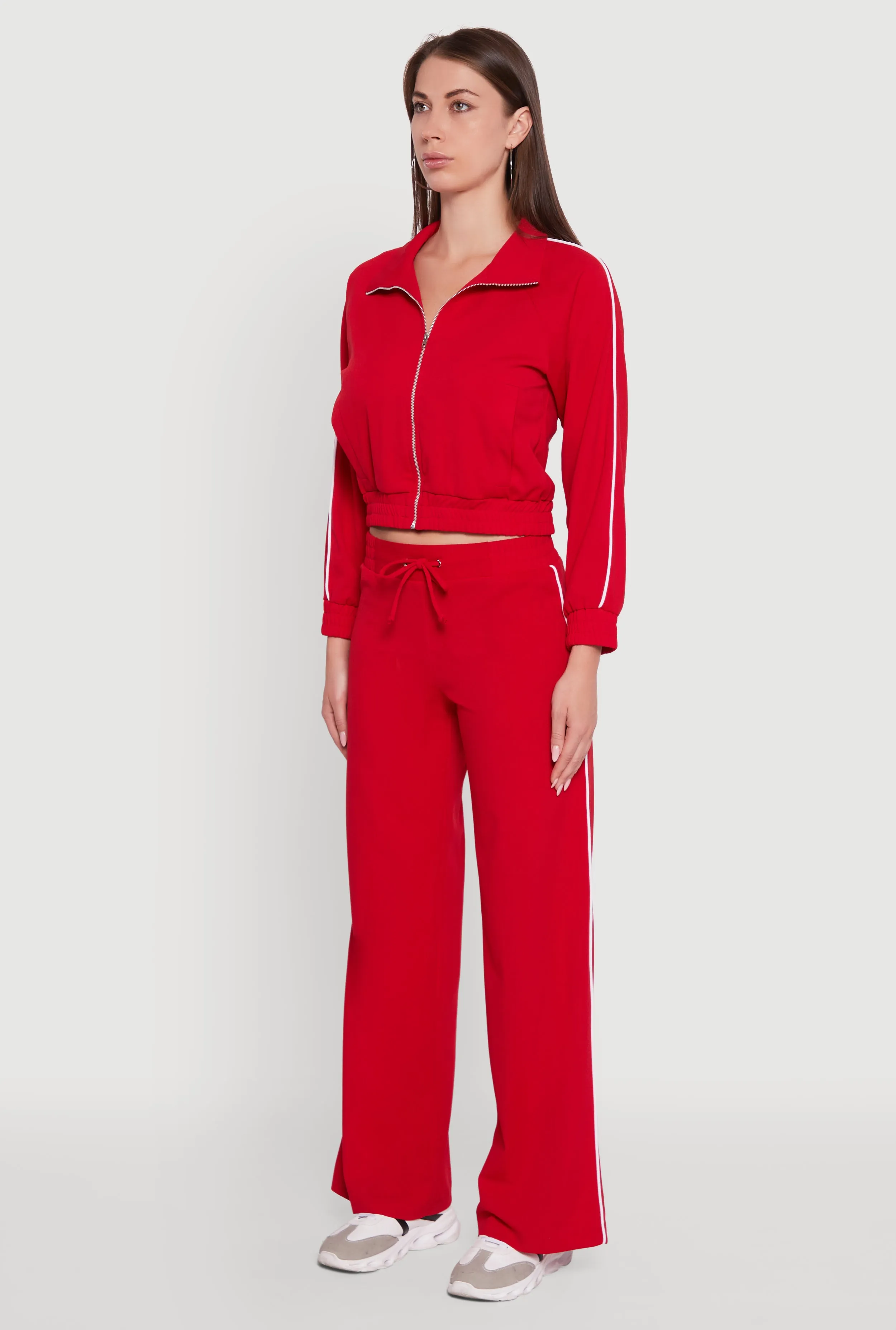 Crepe Knit Zip Front Jacket with Contrast Piping sold by Rainbow product image thumbnail 5