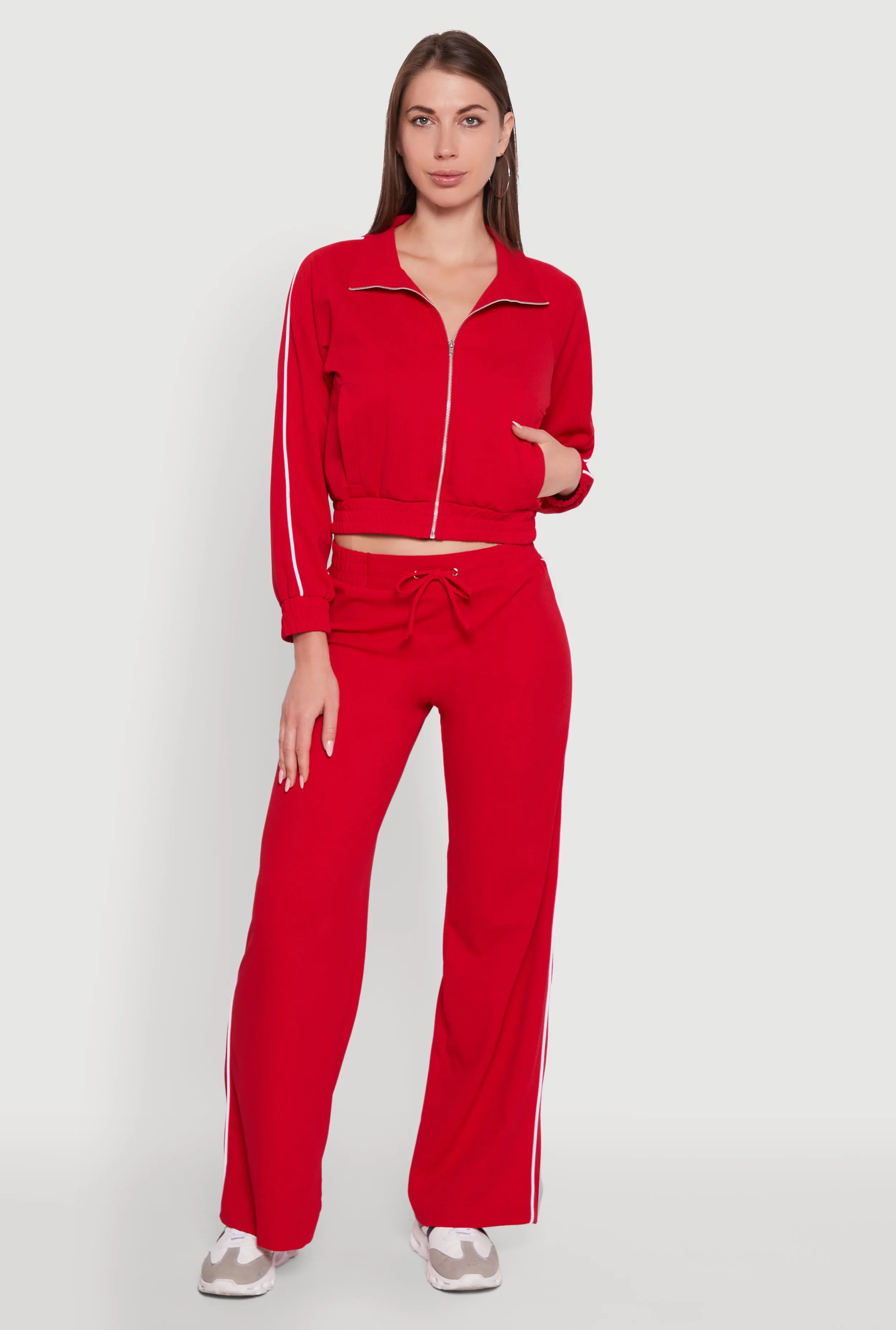 Crepe Knit Zip Front Jacket with Contrast Piping sold by Rainbow product image thumbnail 2