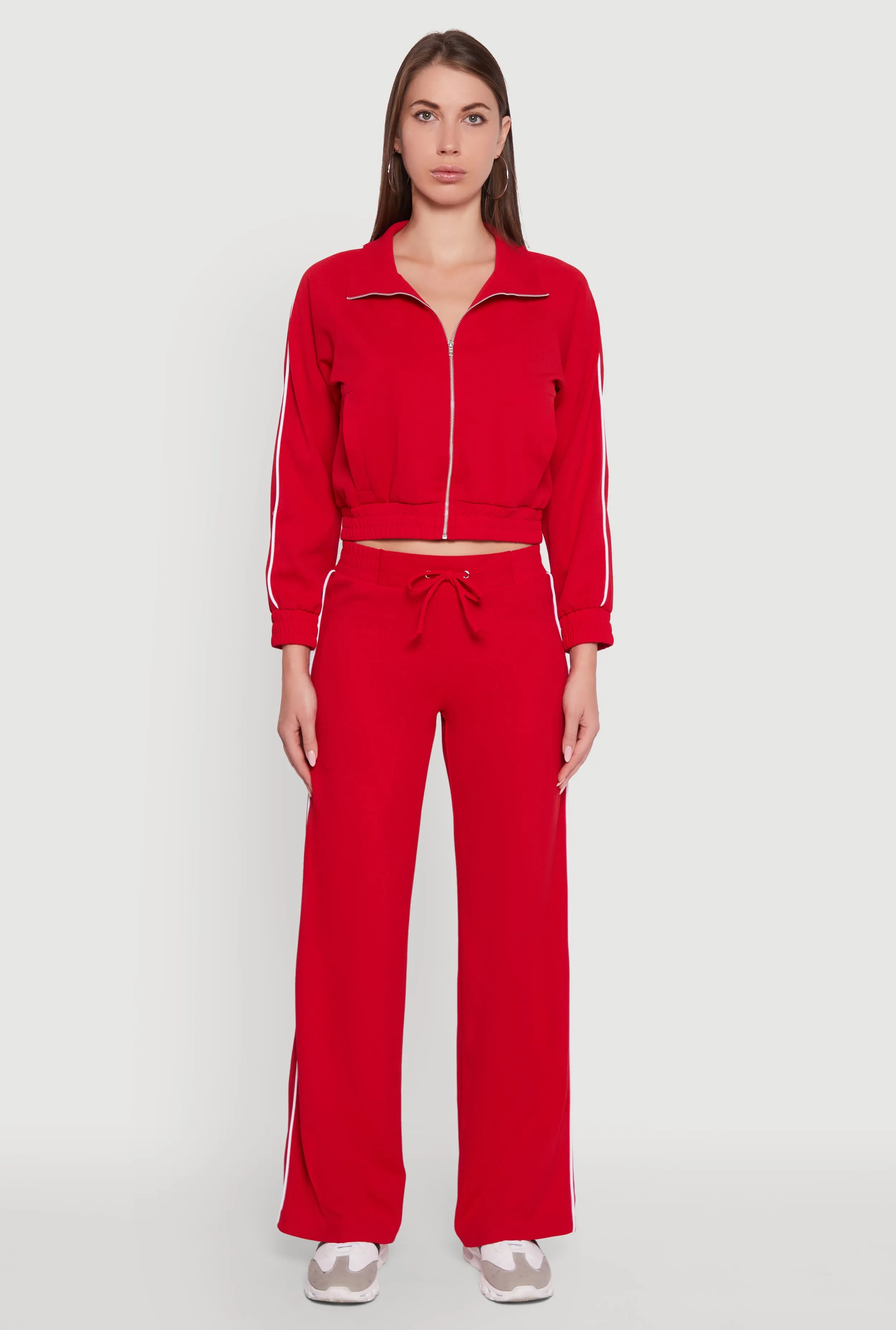 Crepe Knit Zip Front Jacket with Contrast Piping sold by Rainbow product image thumbnail 3